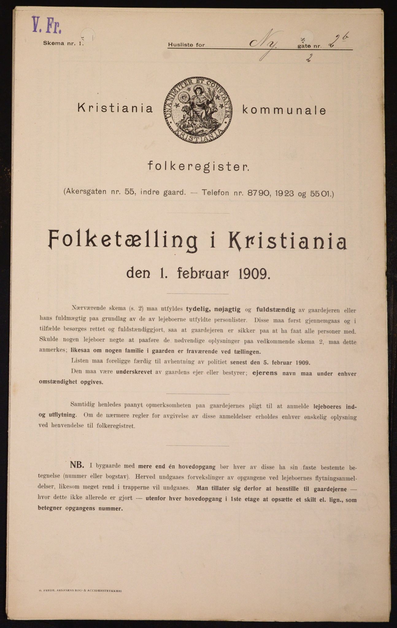 OBA, Kommunal folketelling 1.2.1909 for Kristiania kjøpstad, 1909, s. 66987