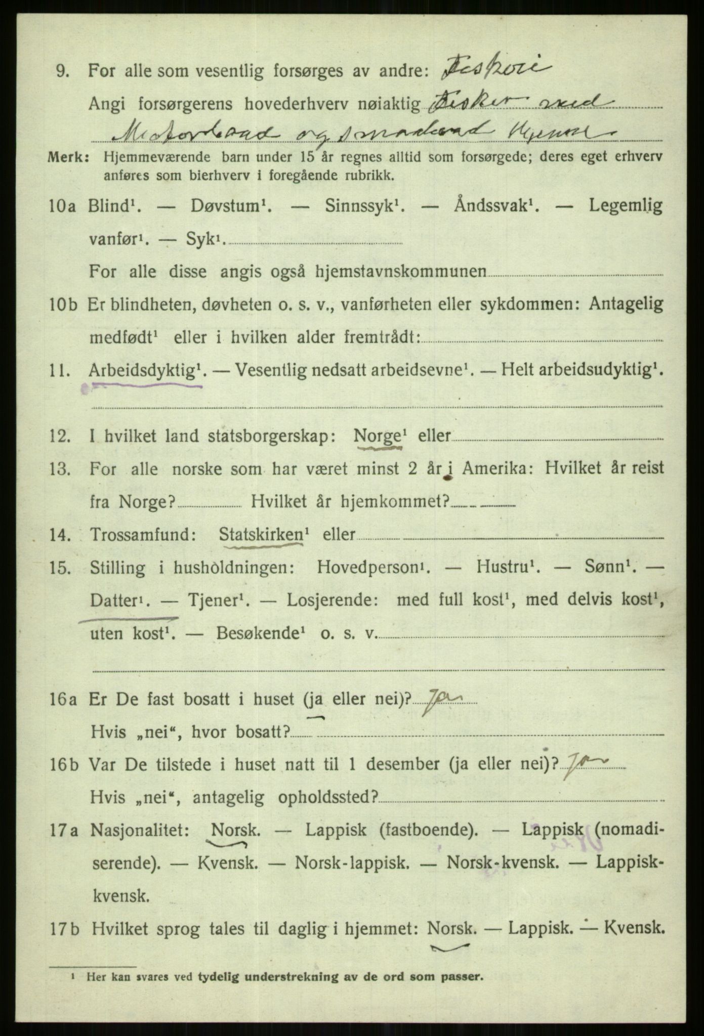 SATØ, Folketelling 1920 for 1936 Karlsøy herred, 1920, s. 3987