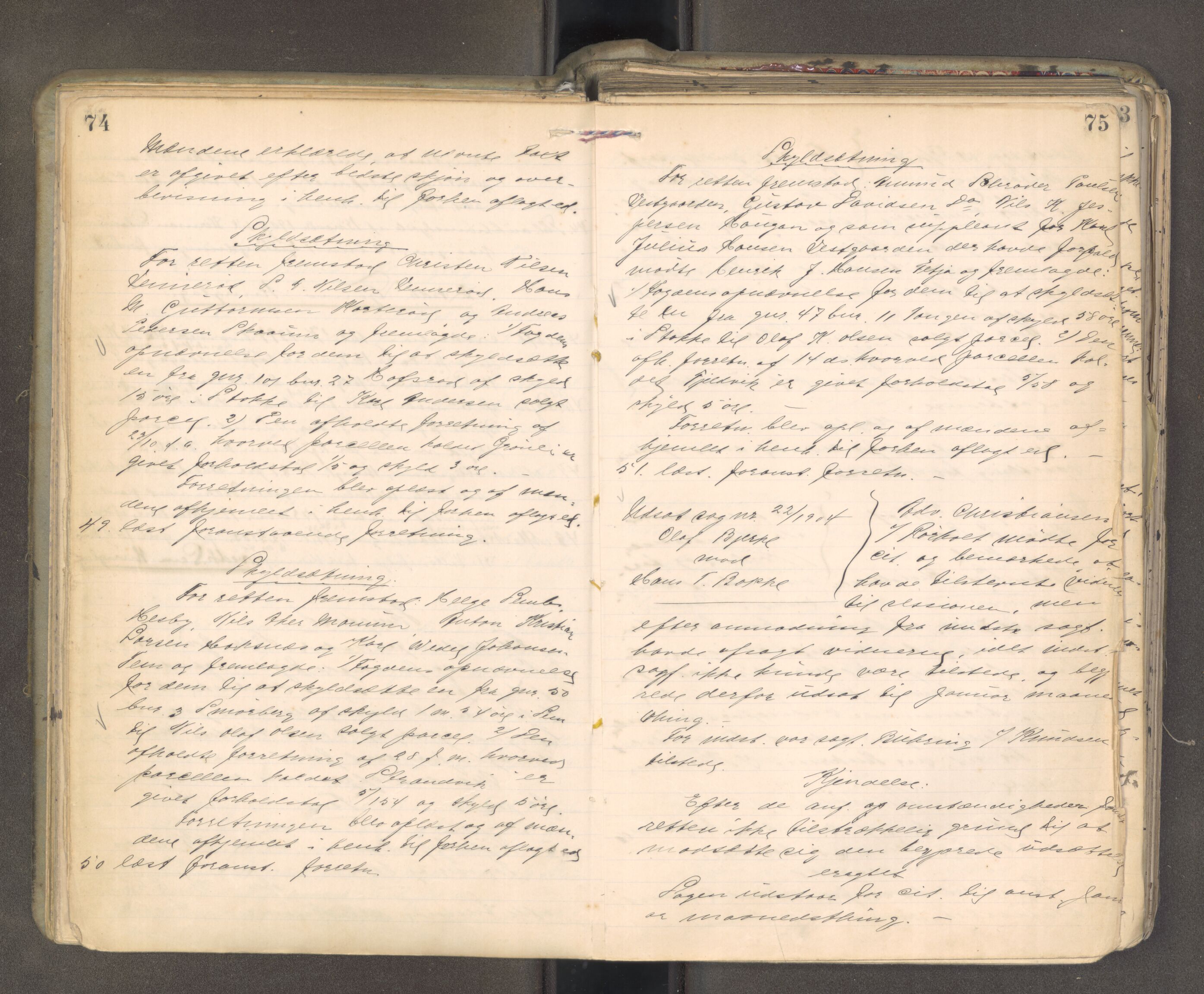 Søndre Jarlsberg sorenskriveri, AV/SAKO-A-129/F/Fa/L0045: Tingbok, 1905-1907, s. 74-75