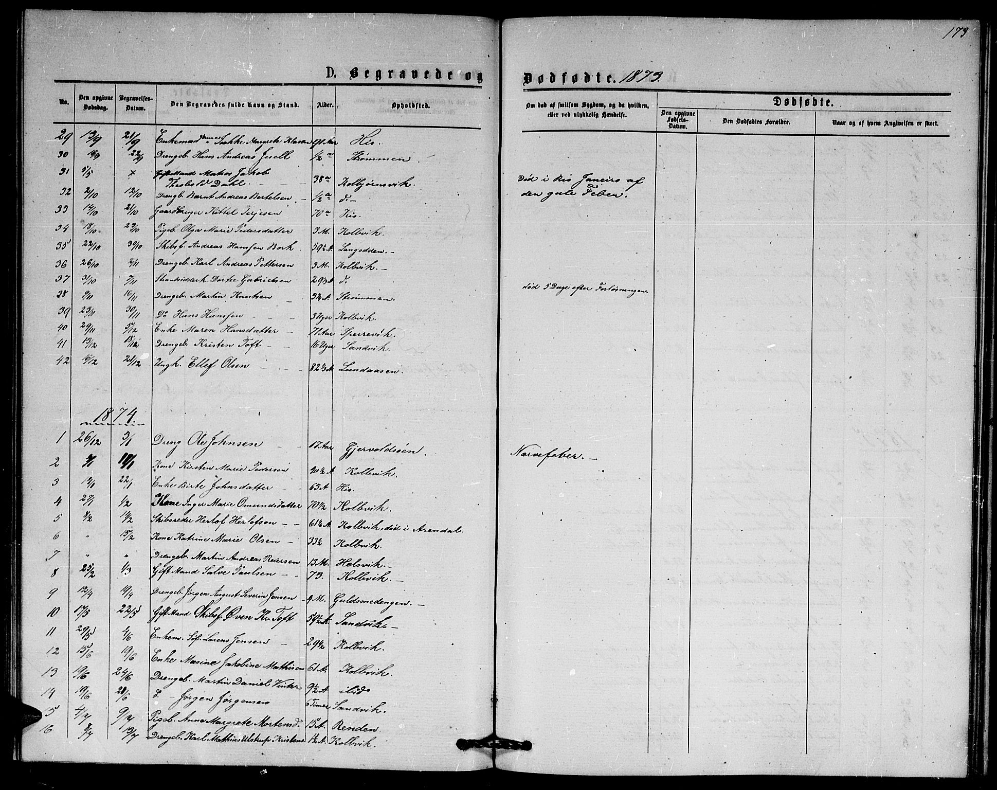 Hisøy sokneprestkontor, AV/SAK-1111-0020/F/Fb/L0002: Klokkerbok nr. B 2, 1873-1885, s. 173