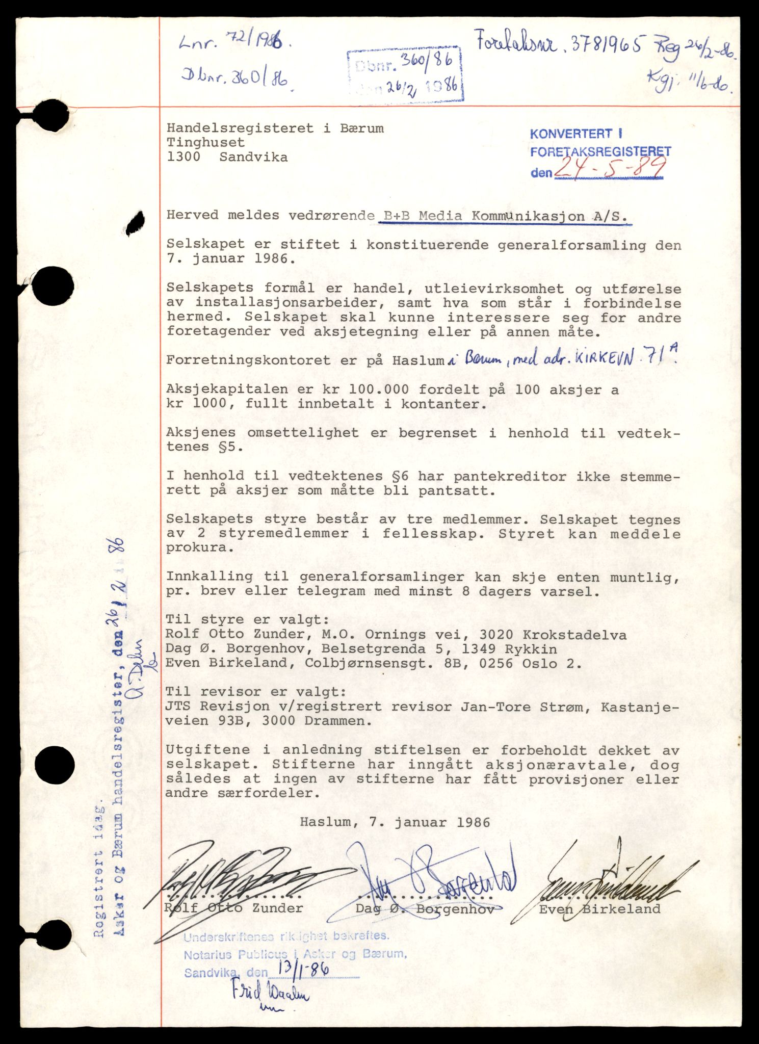 Asker og Bærum tingrett, AV/SAT-A-10379/K/Ka/Kab/L0016: Aksjeselskap i Bærum, B - Bærum C, 1944-1989, s. 1