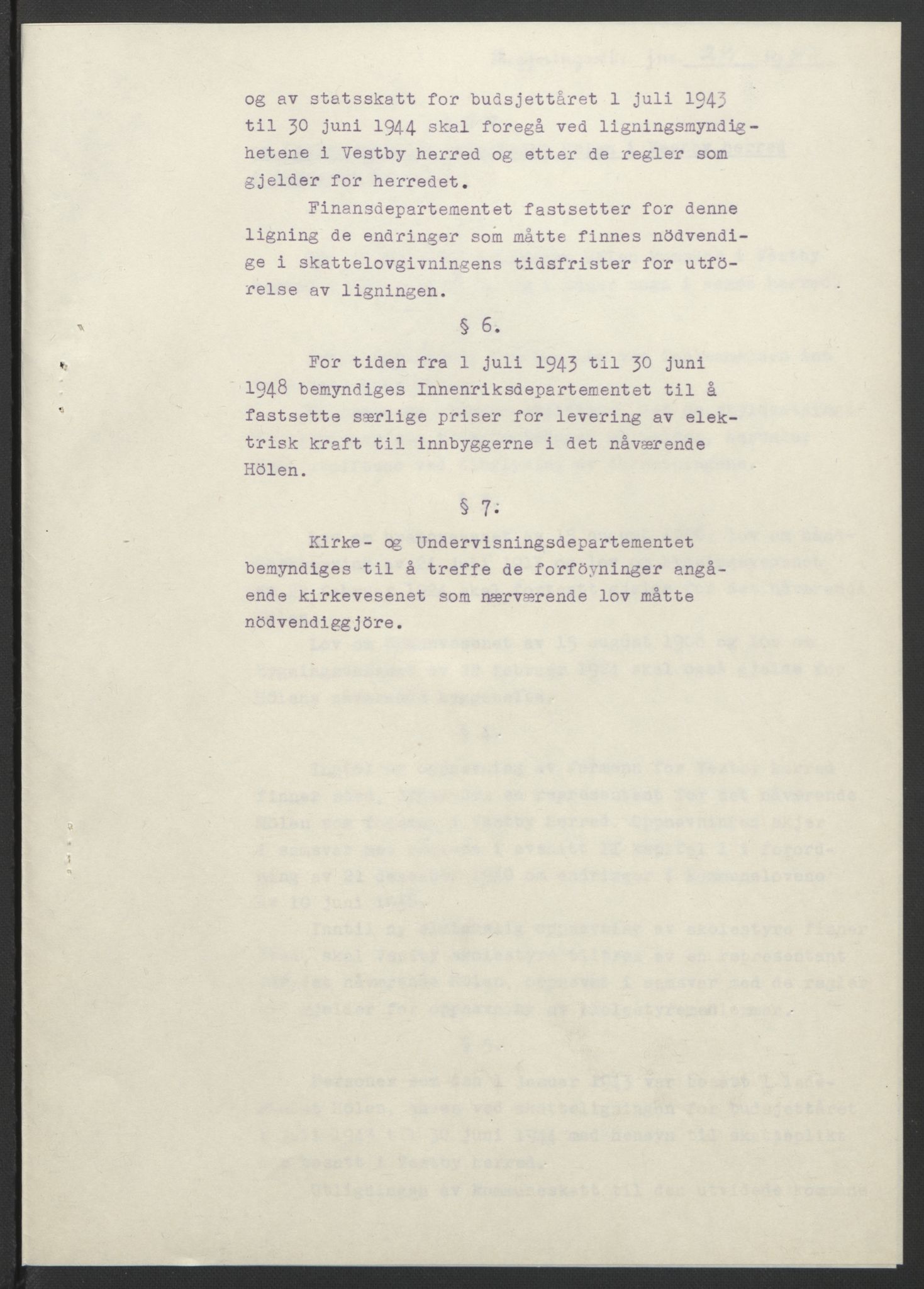 NS-administrasjonen 1940-1945 (Statsrådsekretariatet, de kommisariske statsråder mm), RA/S-4279/D/Db/L0099: Lover, 1943, s. 485