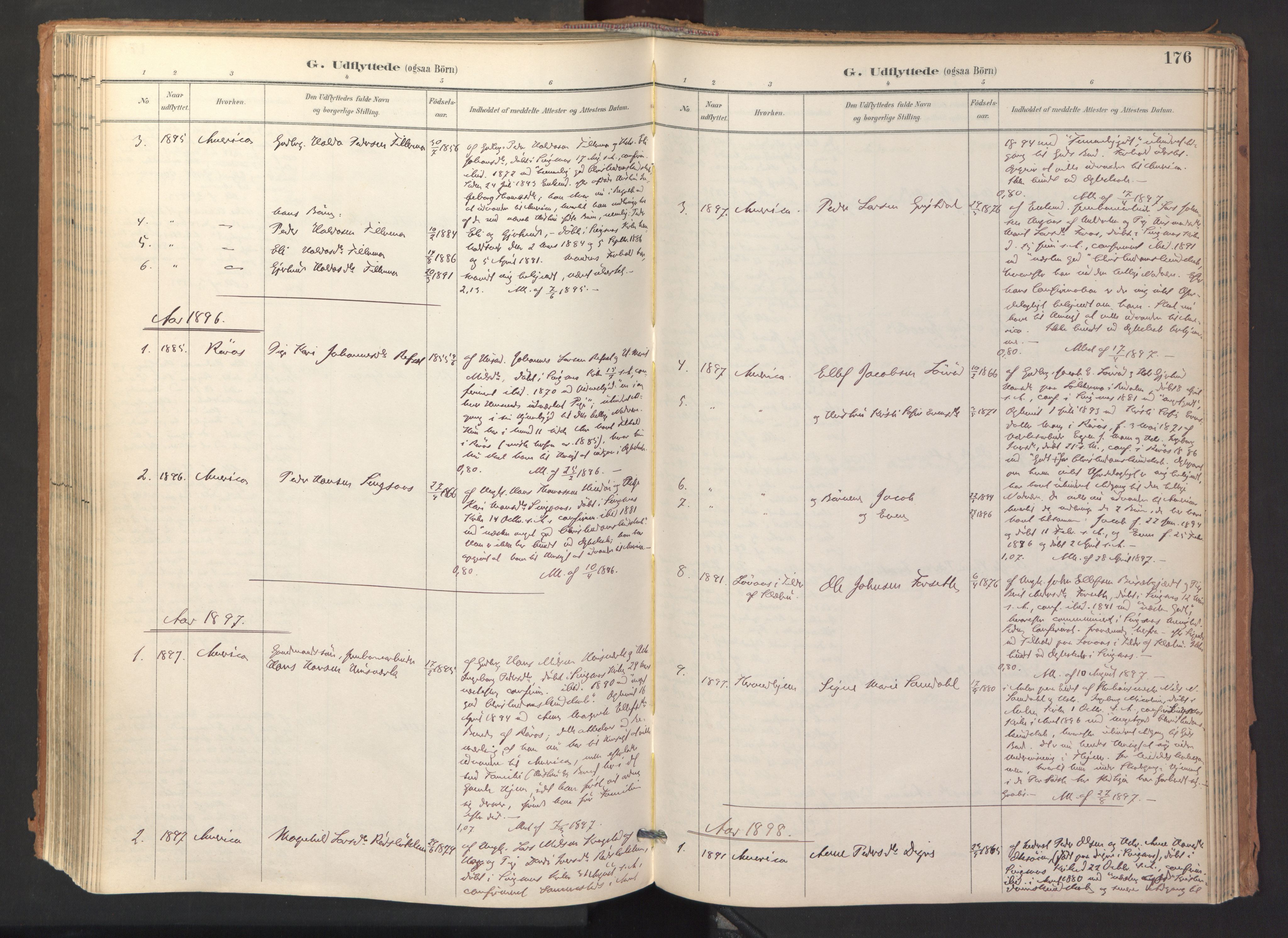 Ministerialprotokoller, klokkerbøker og fødselsregistre - Sør-Trøndelag, AV/SAT-A-1456/688/L1025: Ministerialbok nr. 688A02, 1891-1909, s. 176