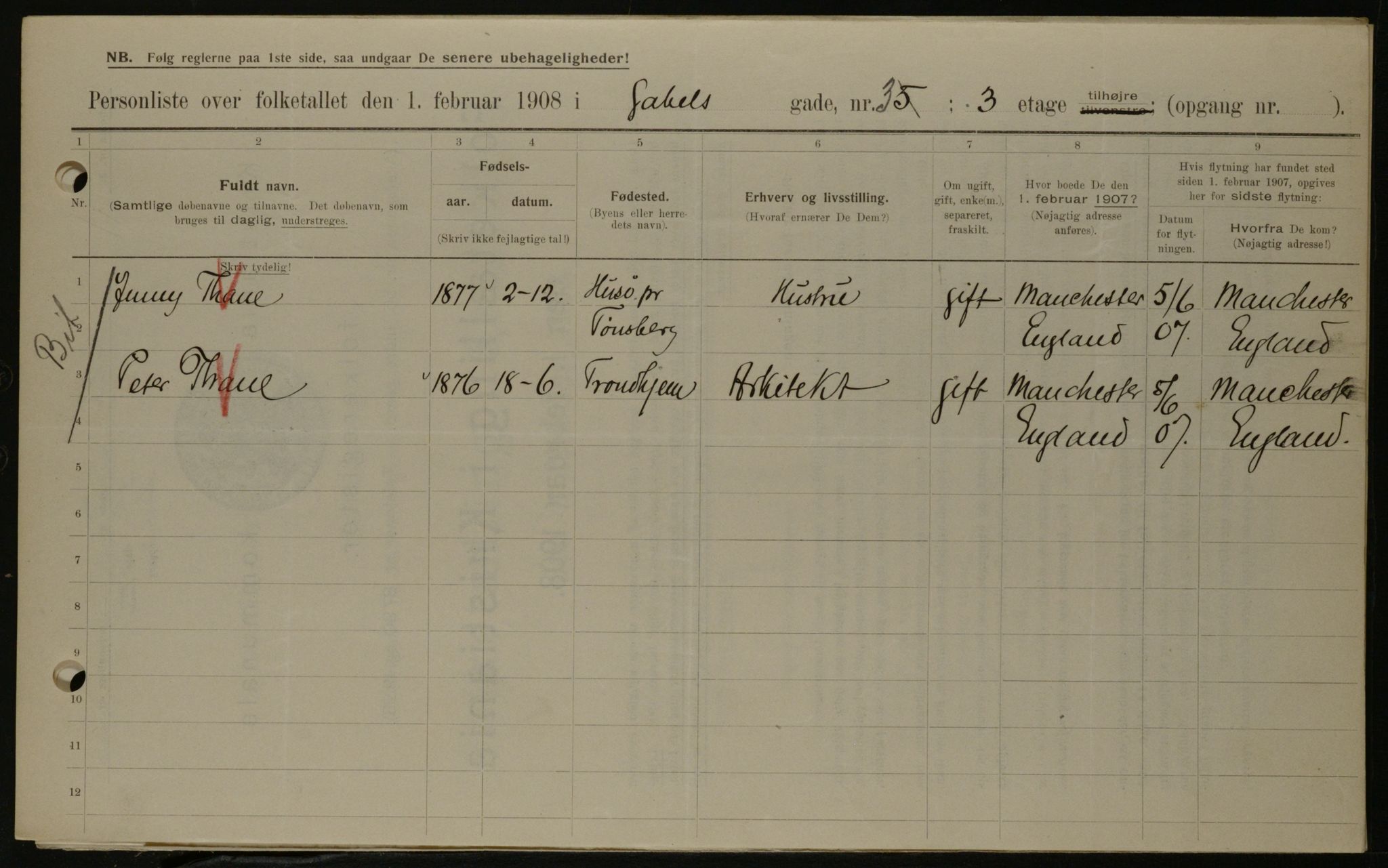 OBA, Kommunal folketelling 1.2.1908 for Kristiania kjøpstad, 1908, s. 25747