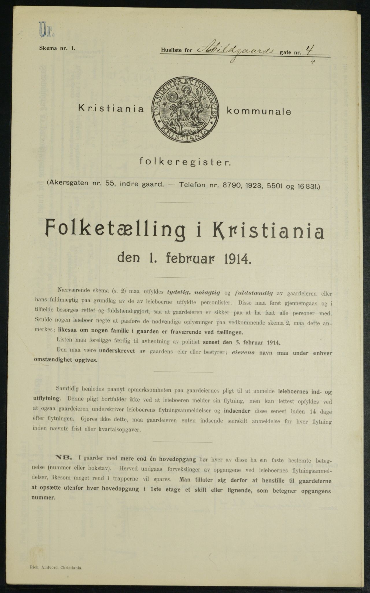 OBA, Kommunal folketelling 1.2.1914 for Kristiania, 1914, s. 13