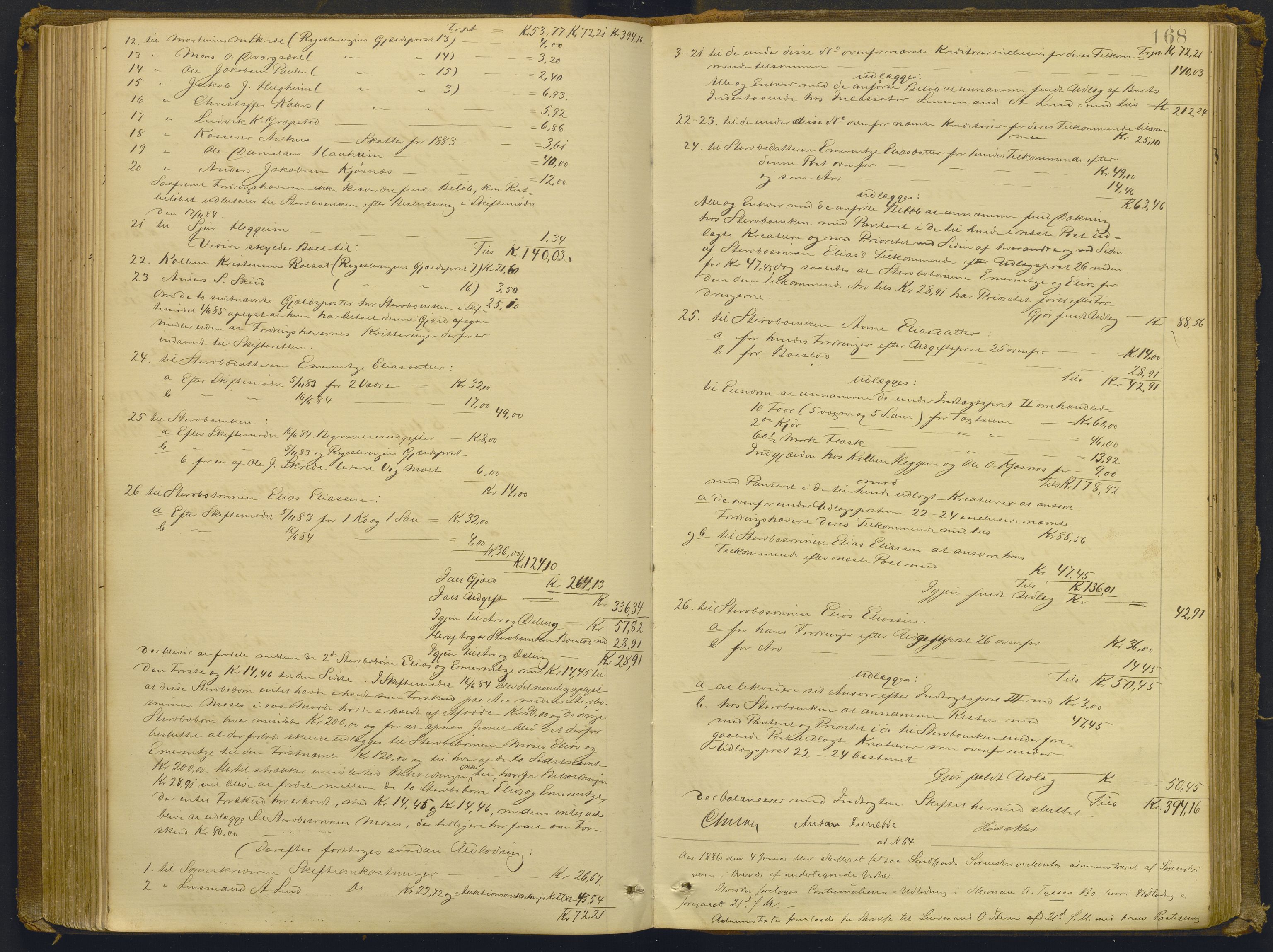 Sunnfjord tingrett, AV/SAB-A-3201/1/H/Hd/L0006: Skifteutlodningsprotokoll, 1881-1889, s. 167b-168a