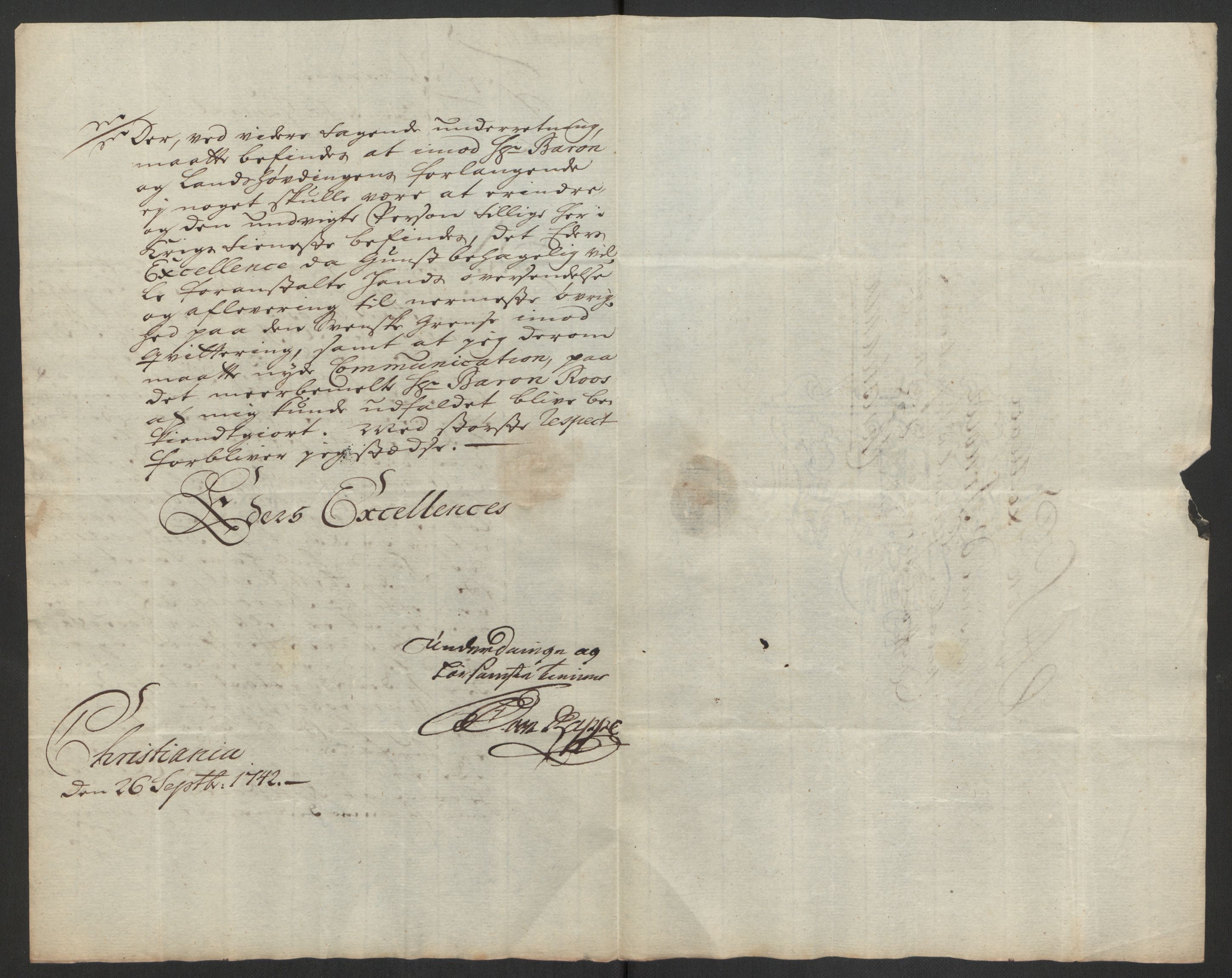 Kommanderende general (KG I) med Det norske krigsdirektorium, AV/RA-EA-5419/D/L0062: Stattholderens, stiftamtmenns og amtmenns brev, 1741-1745, s. 118