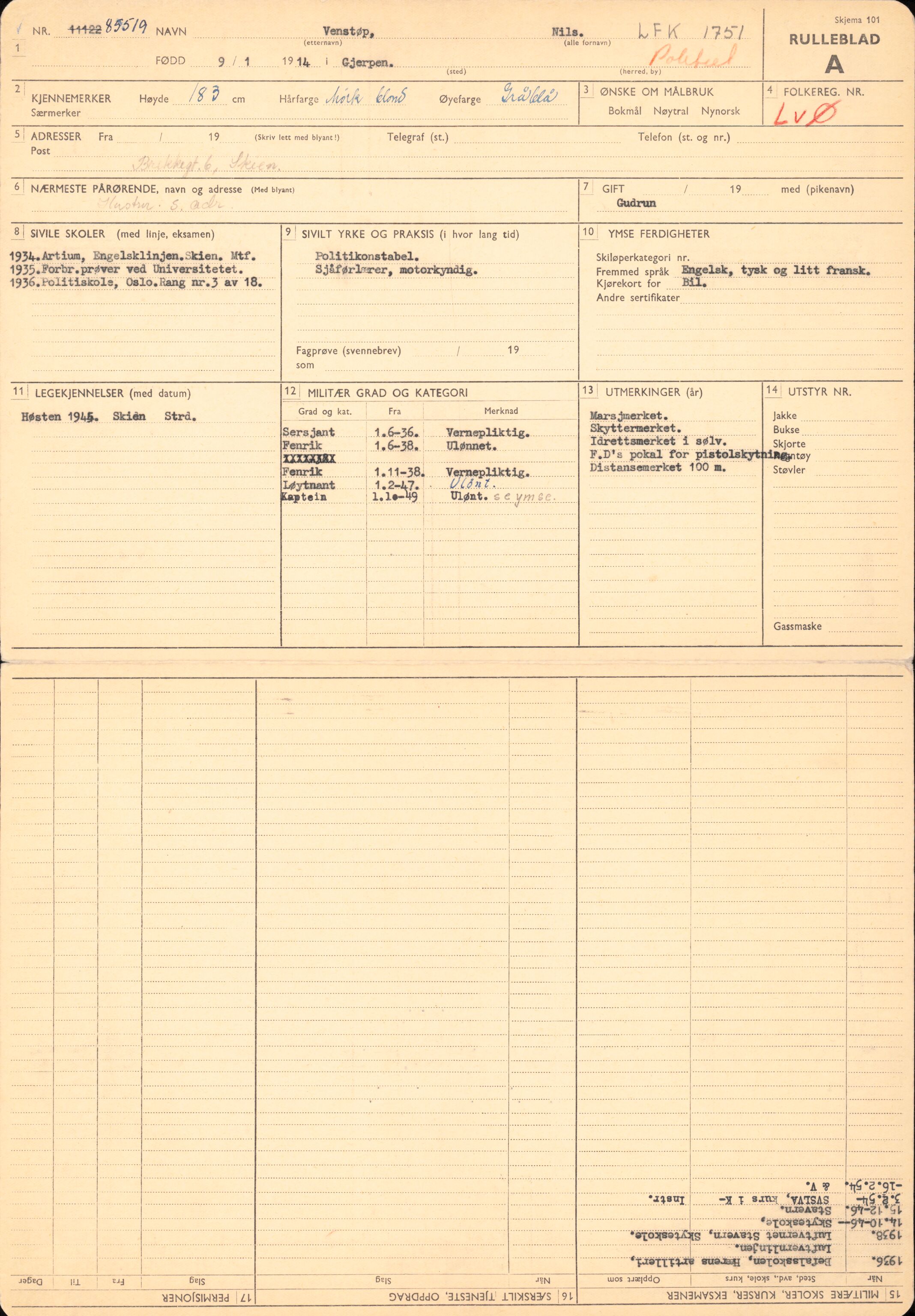 Forsvaret, Forsvarets overkommando/Luftforsvarsstaben, RA/RAFA-4079/P/Pa/L0038: Personellpapirer, 1914, s. 399