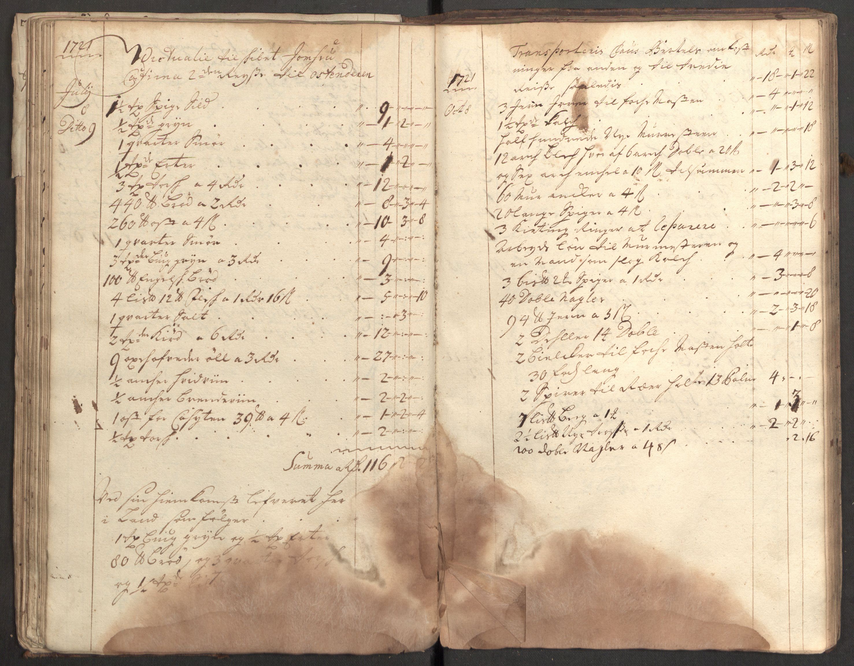Bowman, James, RA/PA-0067/F/L0002/0001: Kontobok og skiftepapirer / James Bowmans kontobok, 1708-1728, s. 62