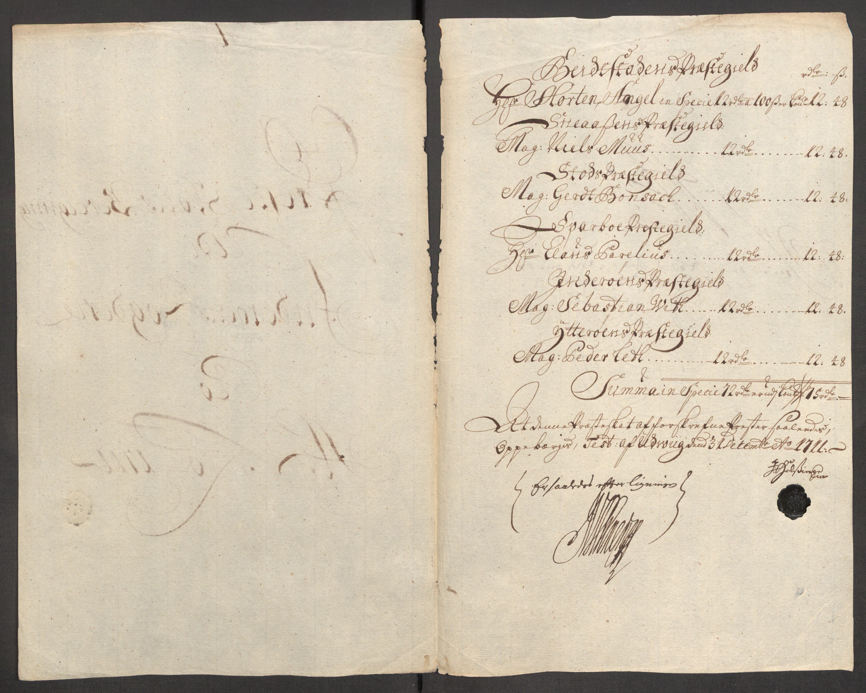 Rentekammeret inntil 1814, Reviderte regnskaper, Fogderegnskap, AV/RA-EA-4092/R63/L4319: Fogderegnskap Inderøy, 1711, s. 127