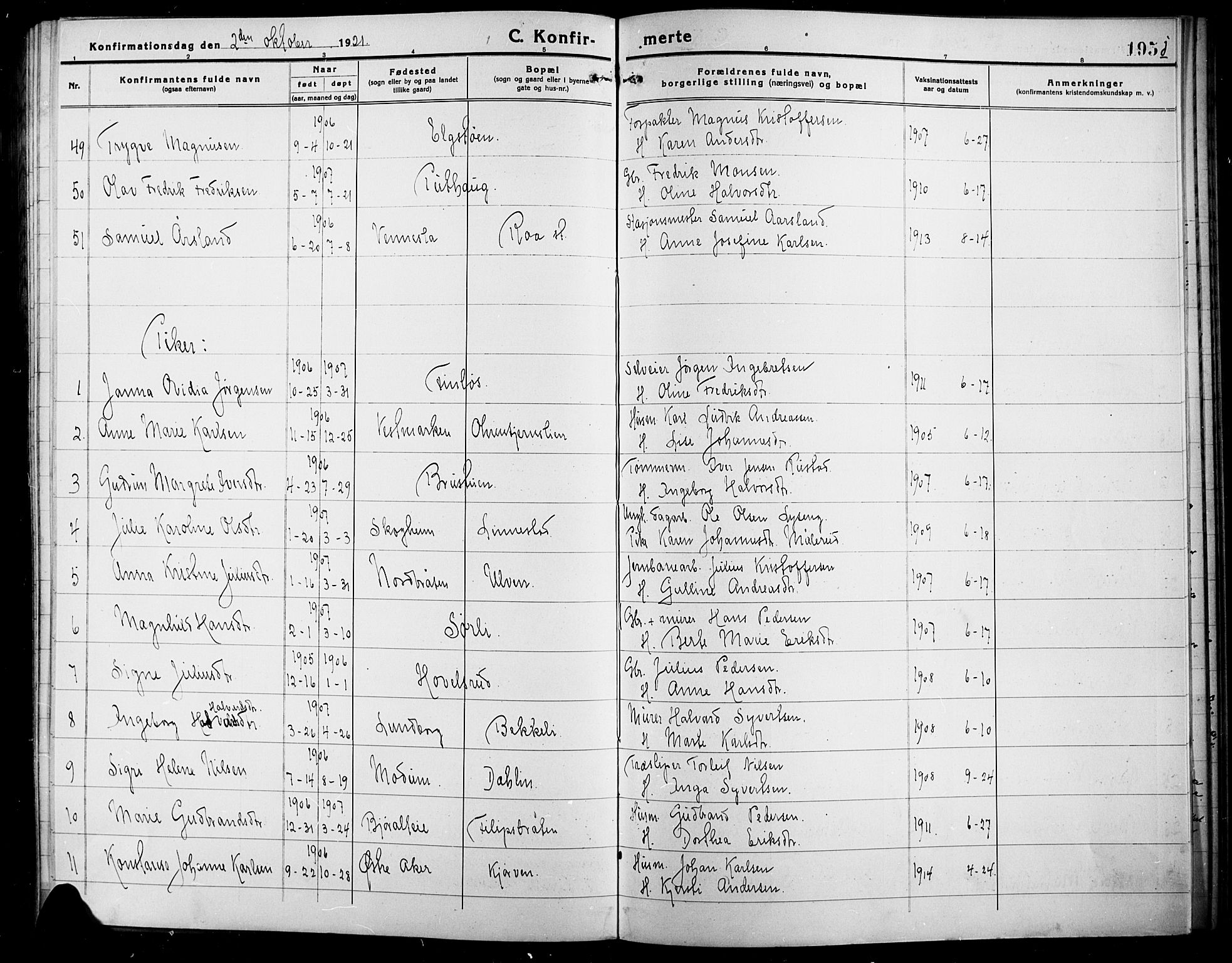 Lunner prestekontor, AV/SAH-PREST-118/H/Ha/Hab/L0001: Klokkerbok nr. 1, 1909-1922, s. 195j