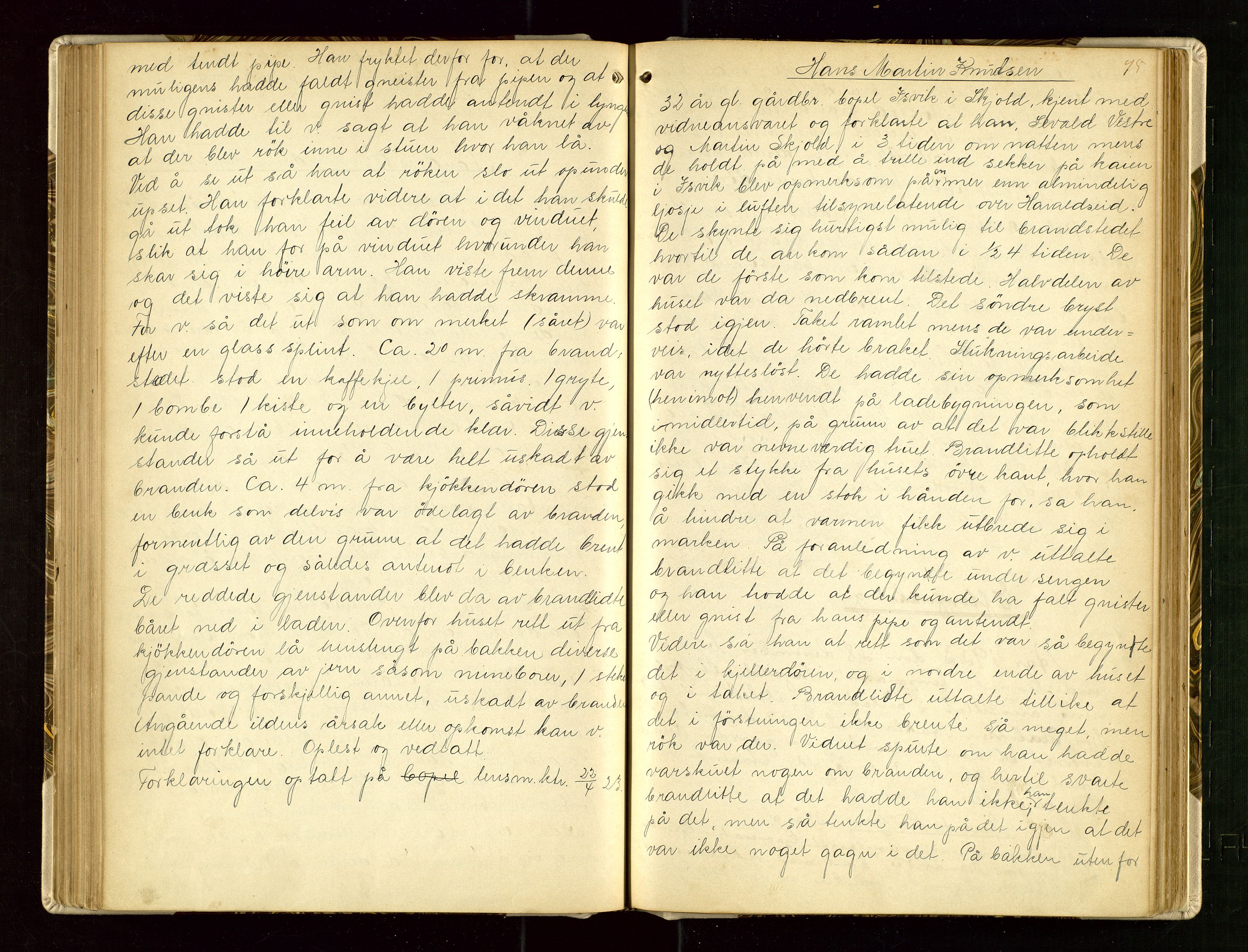 Skjold lensmannskontor, AV/SAST-A-100182/Goa/L0002: "Brandtaksasjons-Protokol for Skjolds Thinglag", 1890-1949, s. 94b-95a