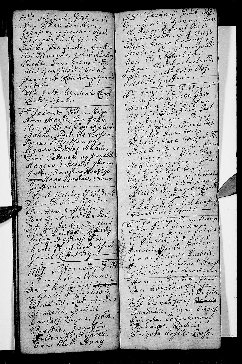 Oddernes sokneprestkontor, SAK/1111-0033/F/Fb/Fba/L0002: Klokkerbok nr. B 2, 1791-1806, s. 27
