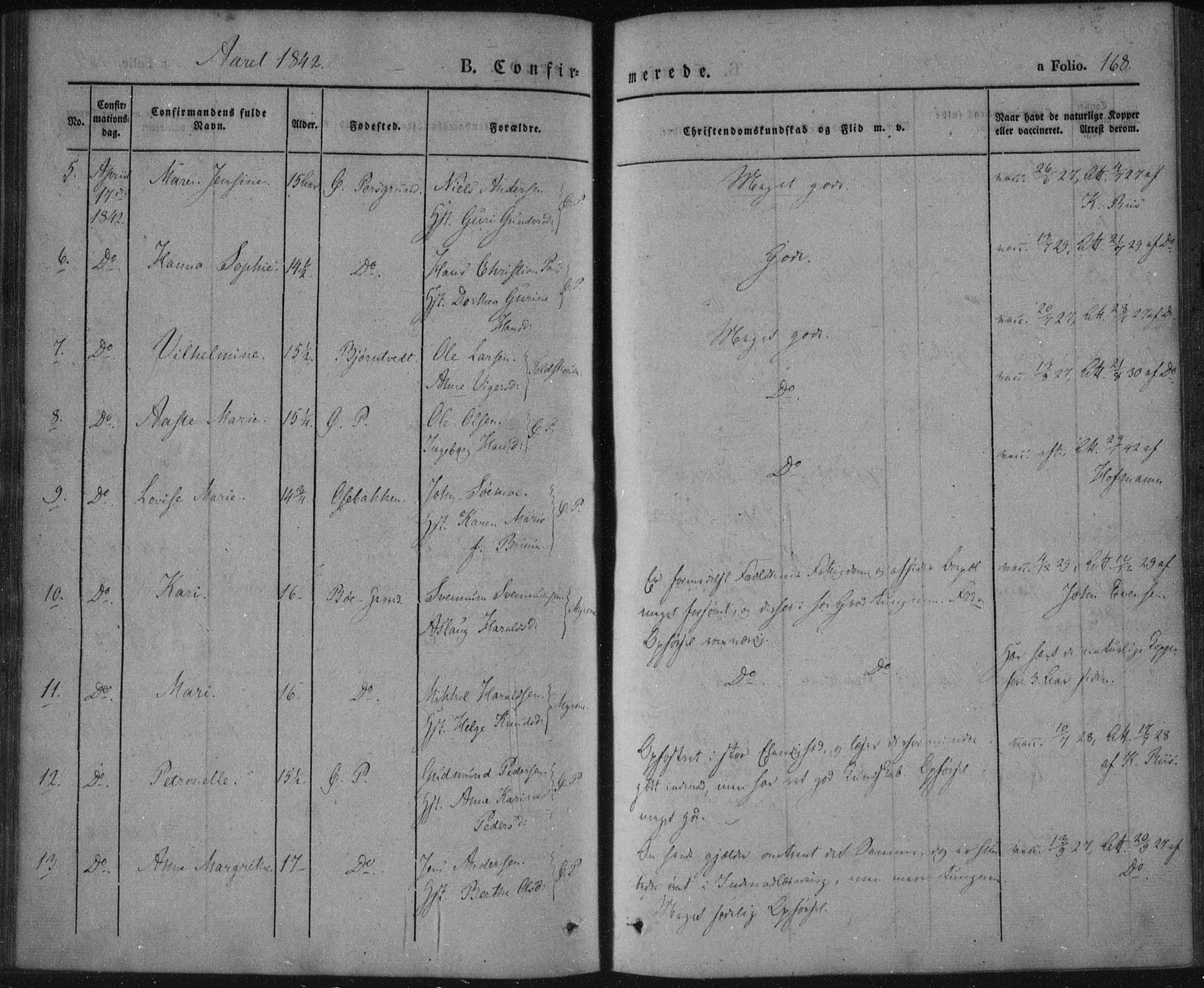 Porsgrunn kirkebøker , SAKO/A-104/F/Fa/L0006: Ministerialbok nr. 6, 1841-1857, s. 168