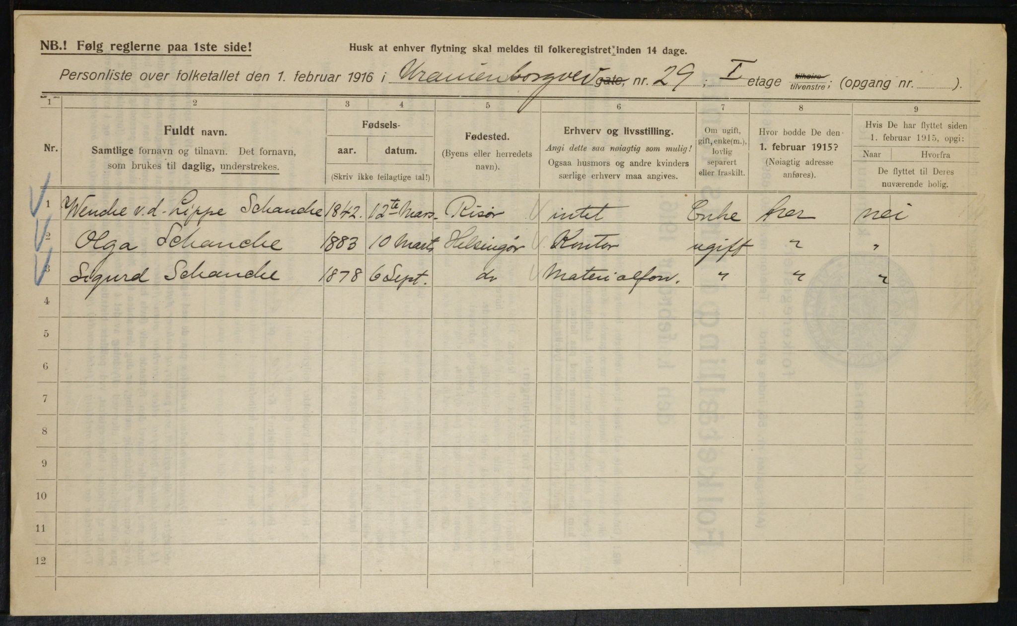 OBA, Kommunal folketelling 1.2.1916 for Kristiania, 1916, s. 124277