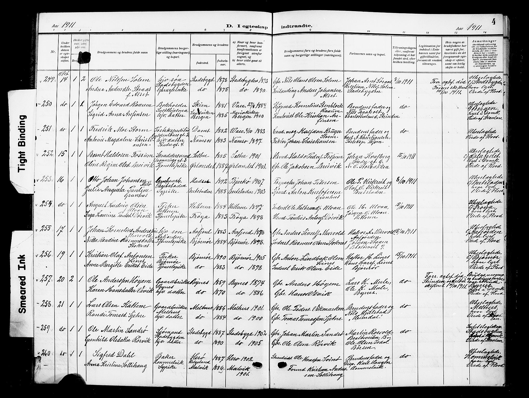 Ministerialprotokoller, klokkerbøker og fødselsregistre - Sør-Trøndelag, SAT/A-1456/601/L0097: Klokkerbok nr. 601C15, 1911-1921, s. 4