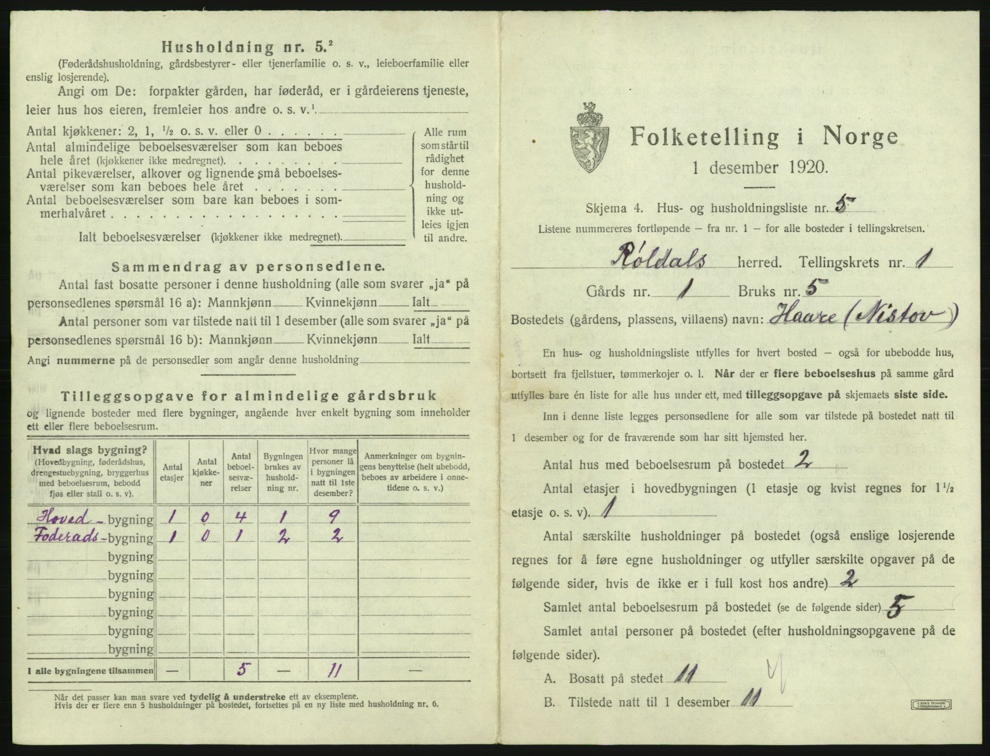 SAB, Folketelling 1920 for 1229 Røldal herred, 1920, s. 23