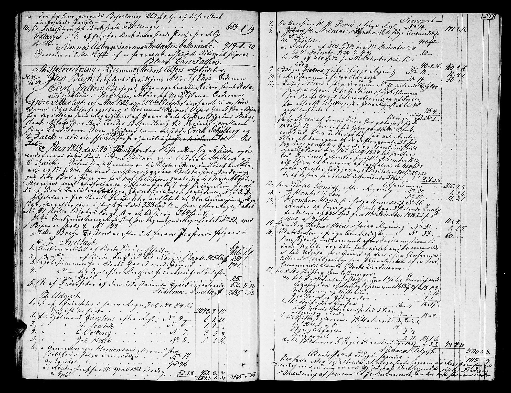 Trondheim byfogd, AV/SAT-A-0003/1/3/3A/L0027: Skifteprotokoll - gml.nr.22. (m/ register) U, 1825-1829, s. 257b-258a