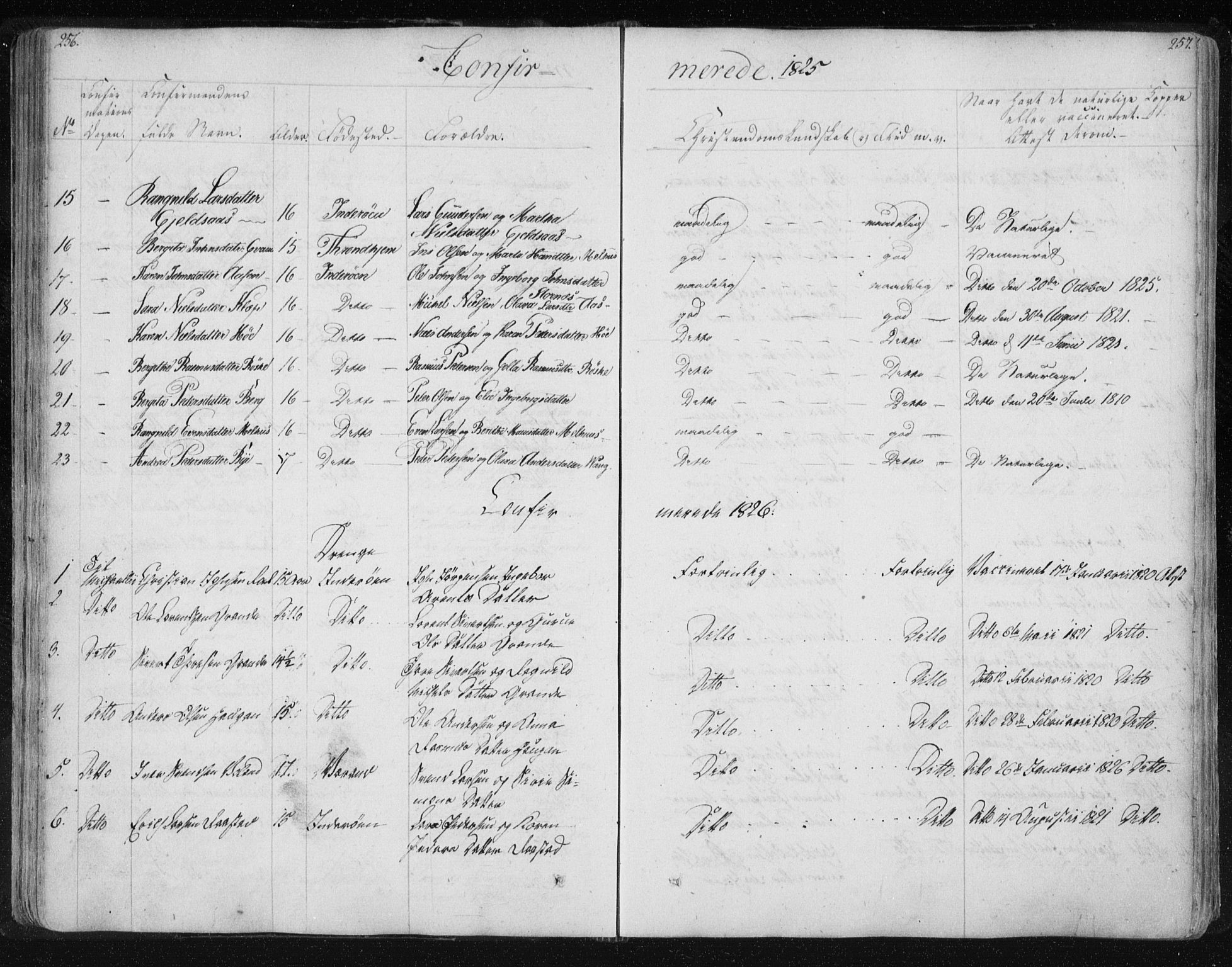 Ministerialprotokoller, klokkerbøker og fødselsregistre - Nord-Trøndelag, AV/SAT-A-1458/730/L0276: Ministerialbok nr. 730A05, 1822-1830, s. 256-257