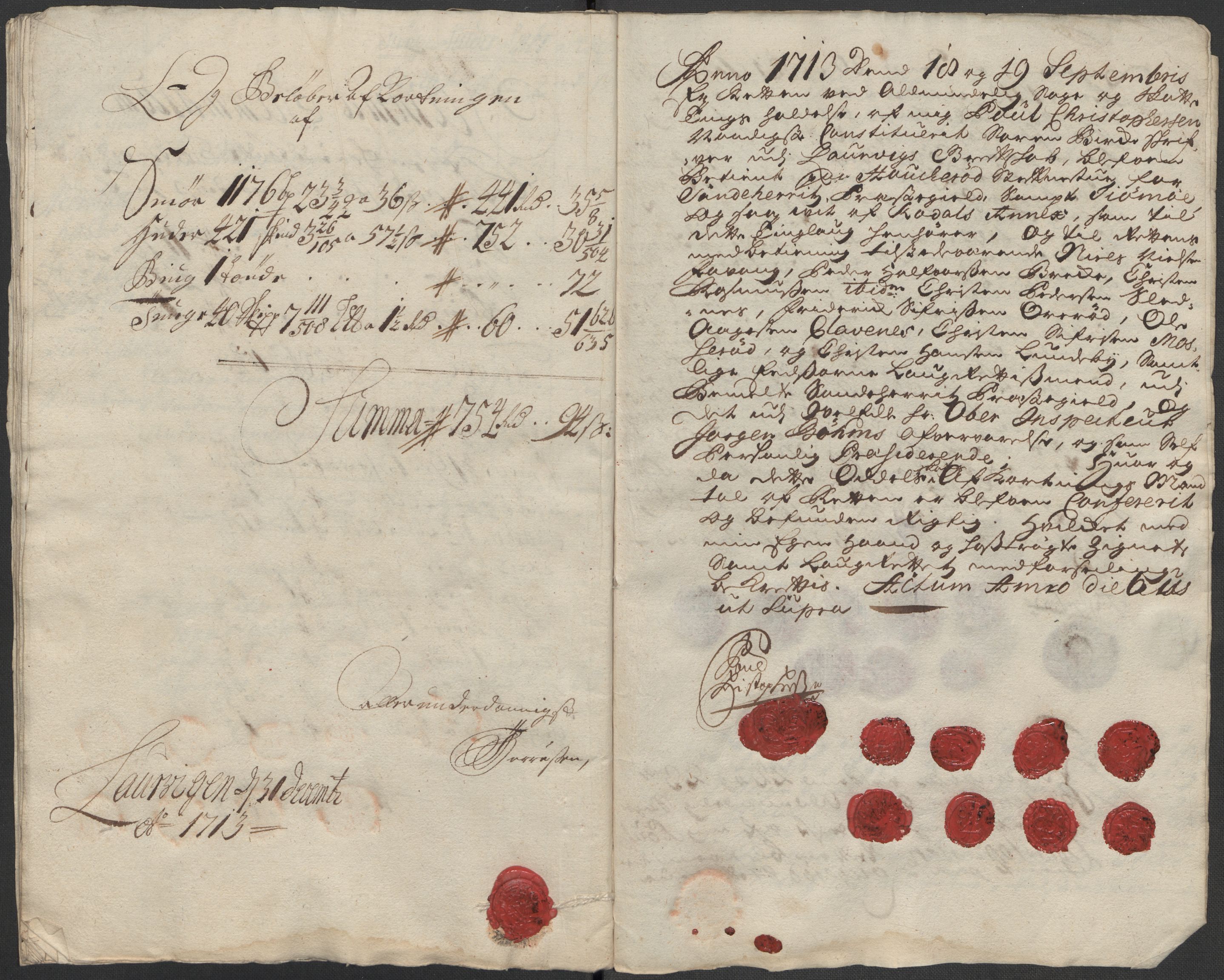 Rentekammeret inntil 1814, Reviderte regnskaper, Fogderegnskap, AV/RA-EA-4092/R33/L1985: Fogderegnskap Larvik grevskap, 1713, s. 397