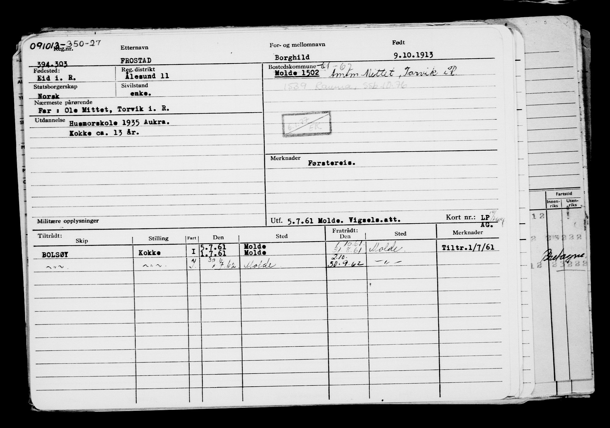 Direktoratet for sjømenn, RA/S-3545/G/Gb/L0115: Hovedkort, 1913, s. 676