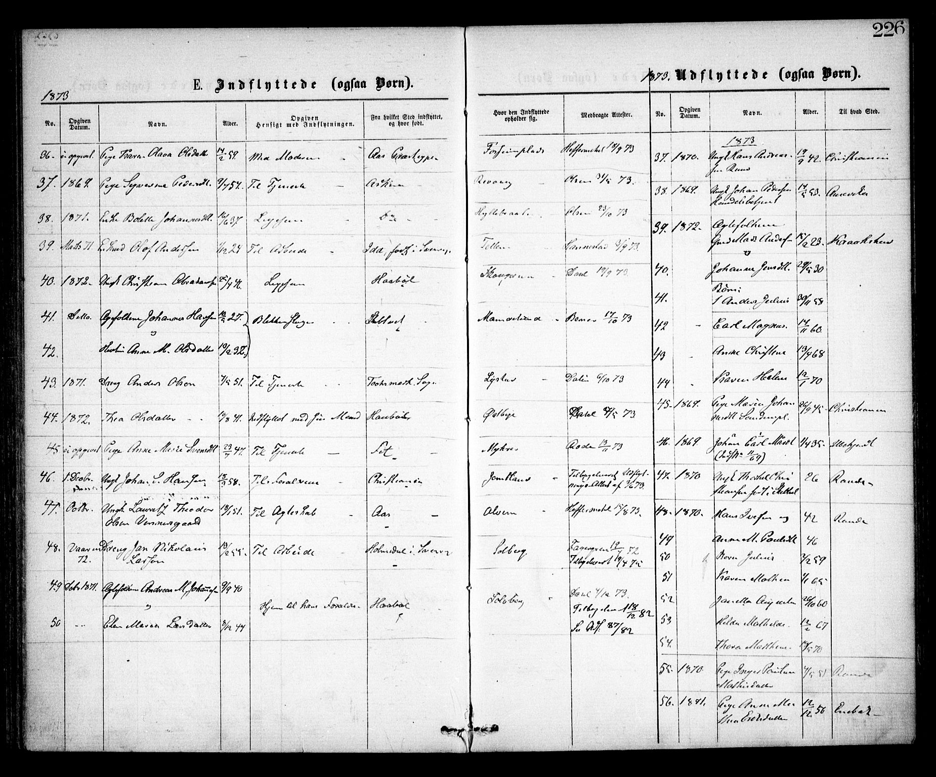 Spydeberg prestekontor Kirkebøker, SAO/A-10924/F/Fa/L0006: Ministerialbok nr. I 6, 1863-1874, s. 226