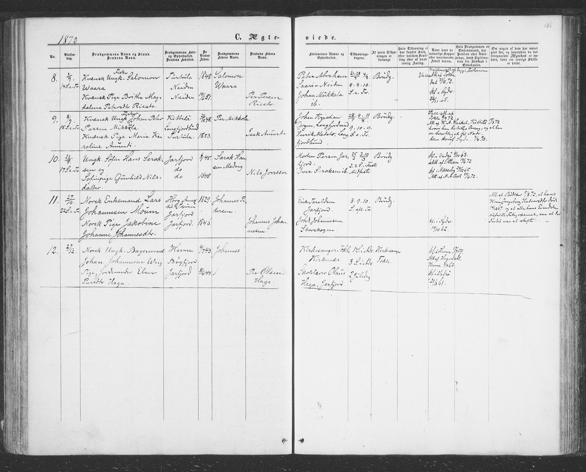 Sør-Varanger sokneprestkontor, AV/SATØ-S-1331/H/Ha/L0001kirke: Ministerialbok nr. 1, 1863-1872, s. 106