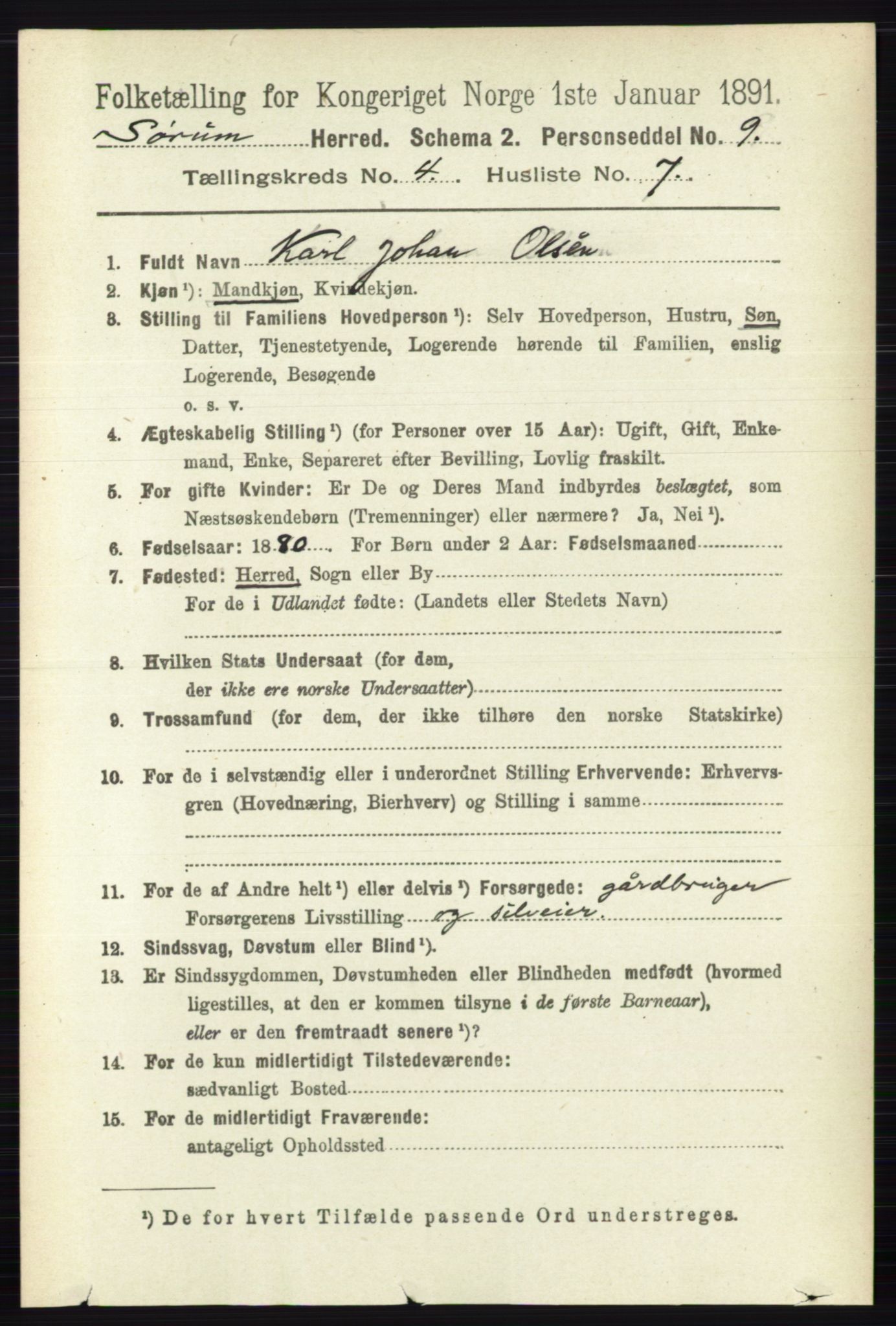 RA, Folketelling 1891 for 0226 Sørum herred, 1891, s. 1923