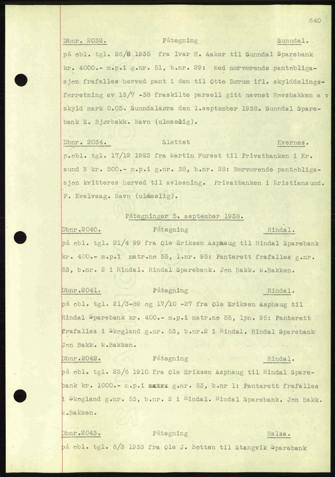 Nordmøre sorenskriveri, SAT/A-4132/1/2/2Ca: Pantebok nr. C80, 1936-1939, Dagboknr: 2032/1938