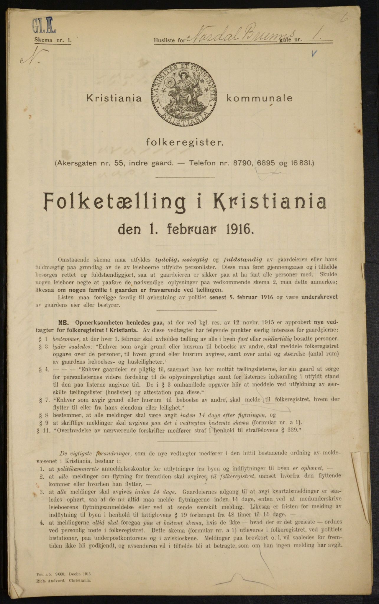 OBA, Kommunal folketelling 1.2.1916 for Kristiania, 1916, s. 73896