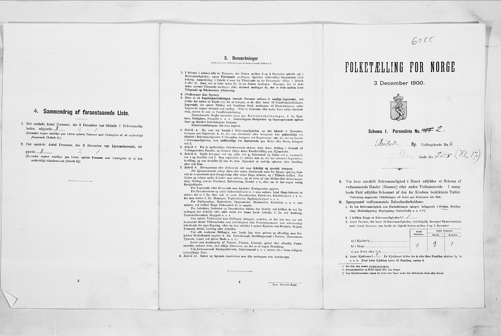 SAO, Folketelling 1900 for 0203 Drøbak kjøpstad, 1900