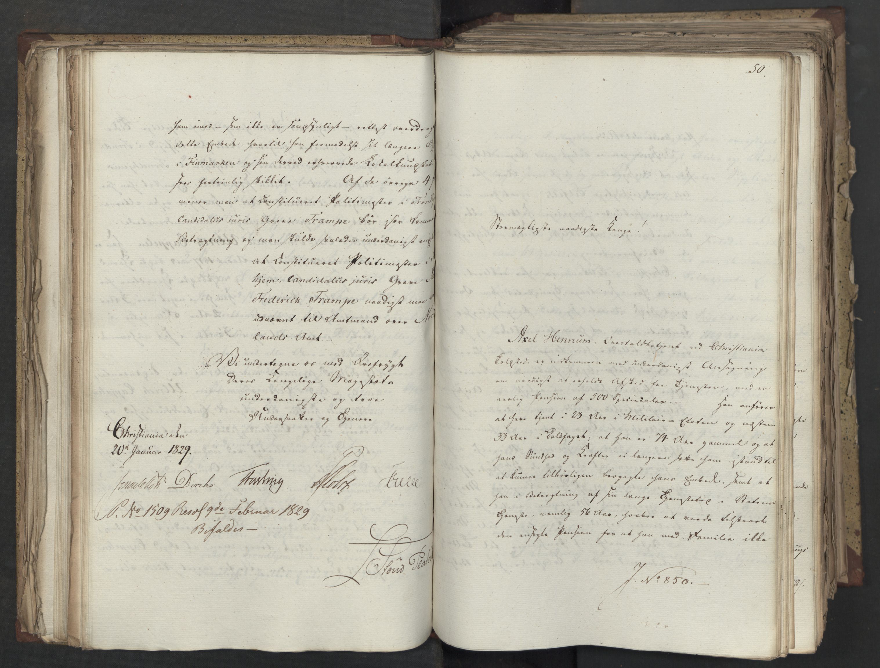 Statsrådsavdelingen i Stockholm, AV/RA-S-1003/D/Da/L0058: Regjeringsinnstillinger nr. 808-1073, 1829, s. 153