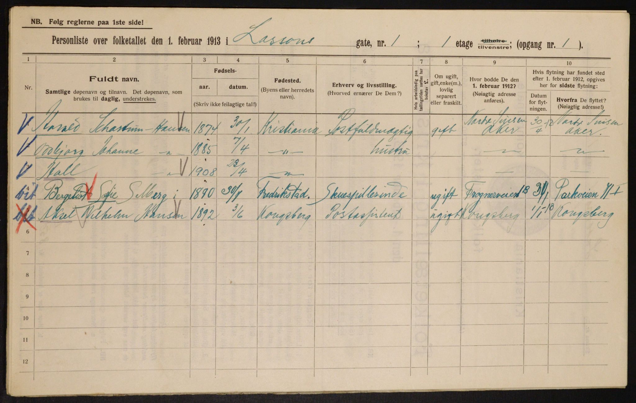 OBA, Kommunal folketelling 1.2.1913 for Kristiania, 1913, s. 56971