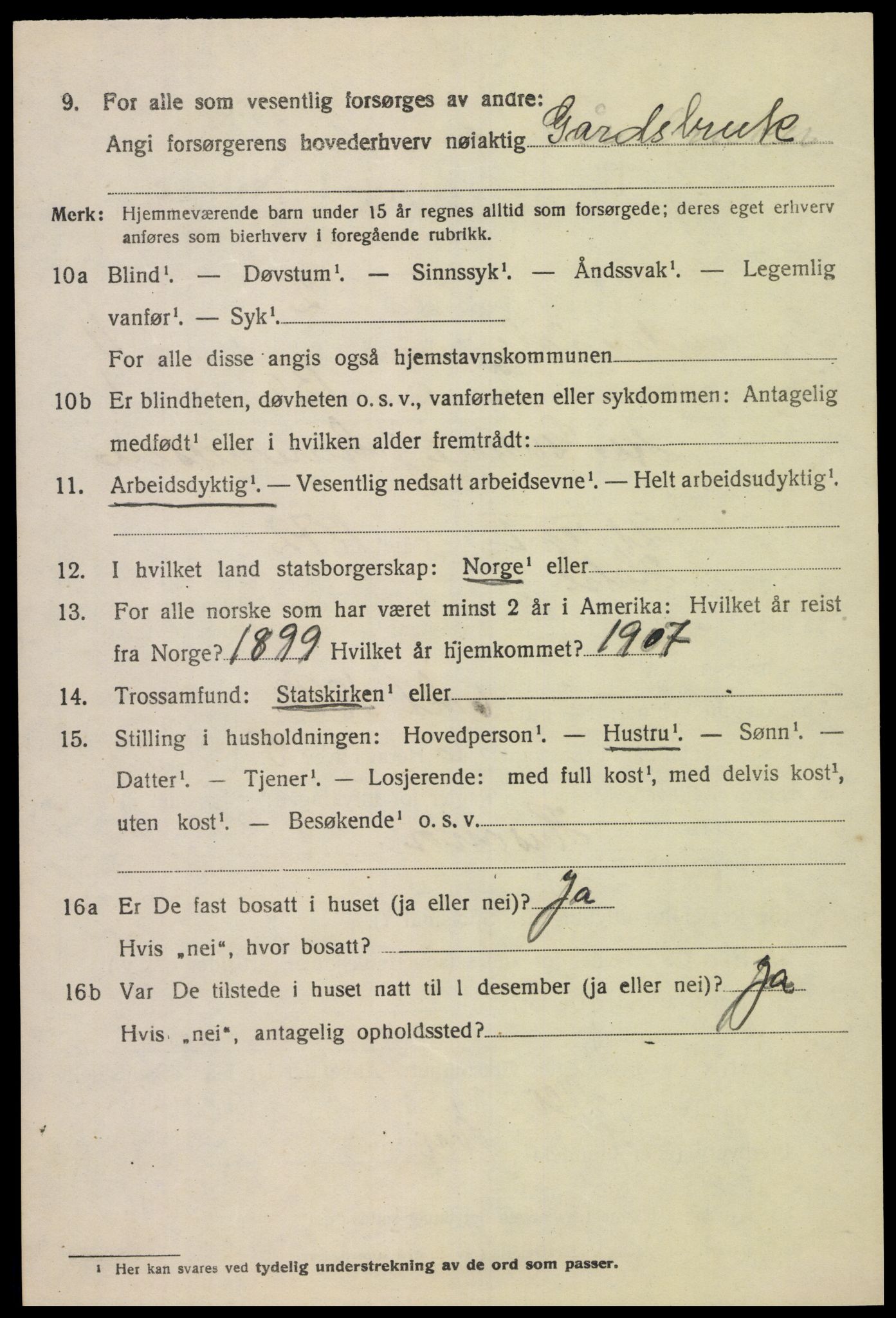 SAK, Folketelling 1920 for 1029 Sør-Audnedal herred, 1920, s. 4260