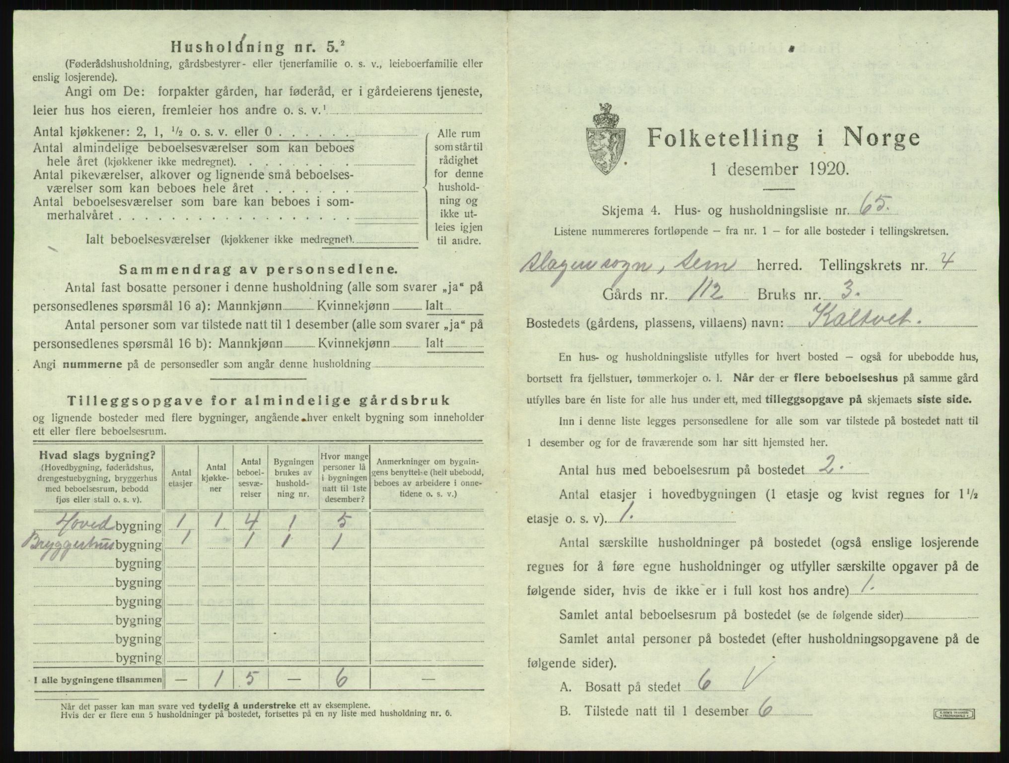 SAKO, Folketelling 1920 for 0721 Sem herred, 1920, s. 873