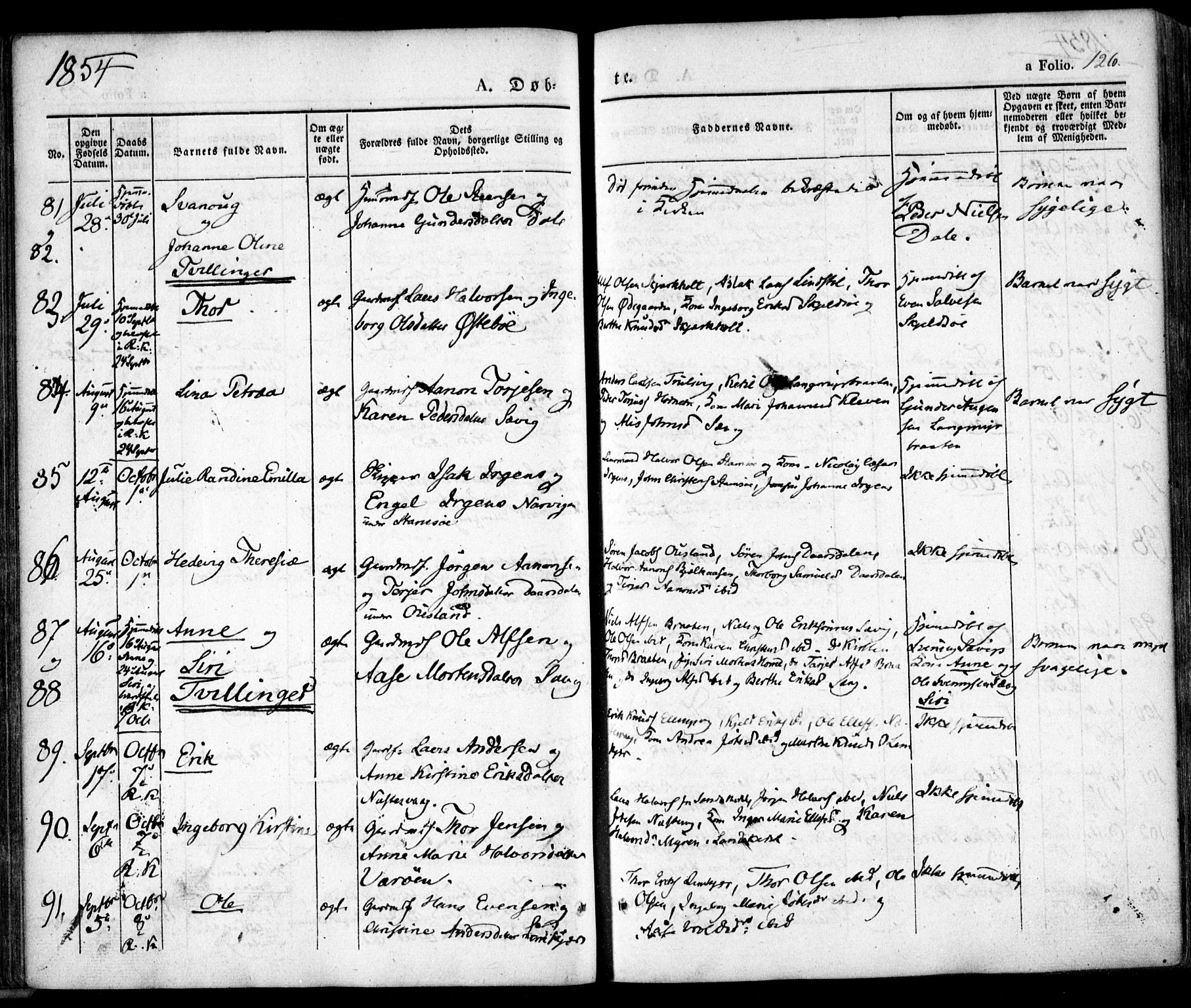 Søndeled sokneprestkontor, AV/SAK-1111-0038/F/Fa/L0002: Ministerialbok nr. A 2, 1839-1860, s. 126
