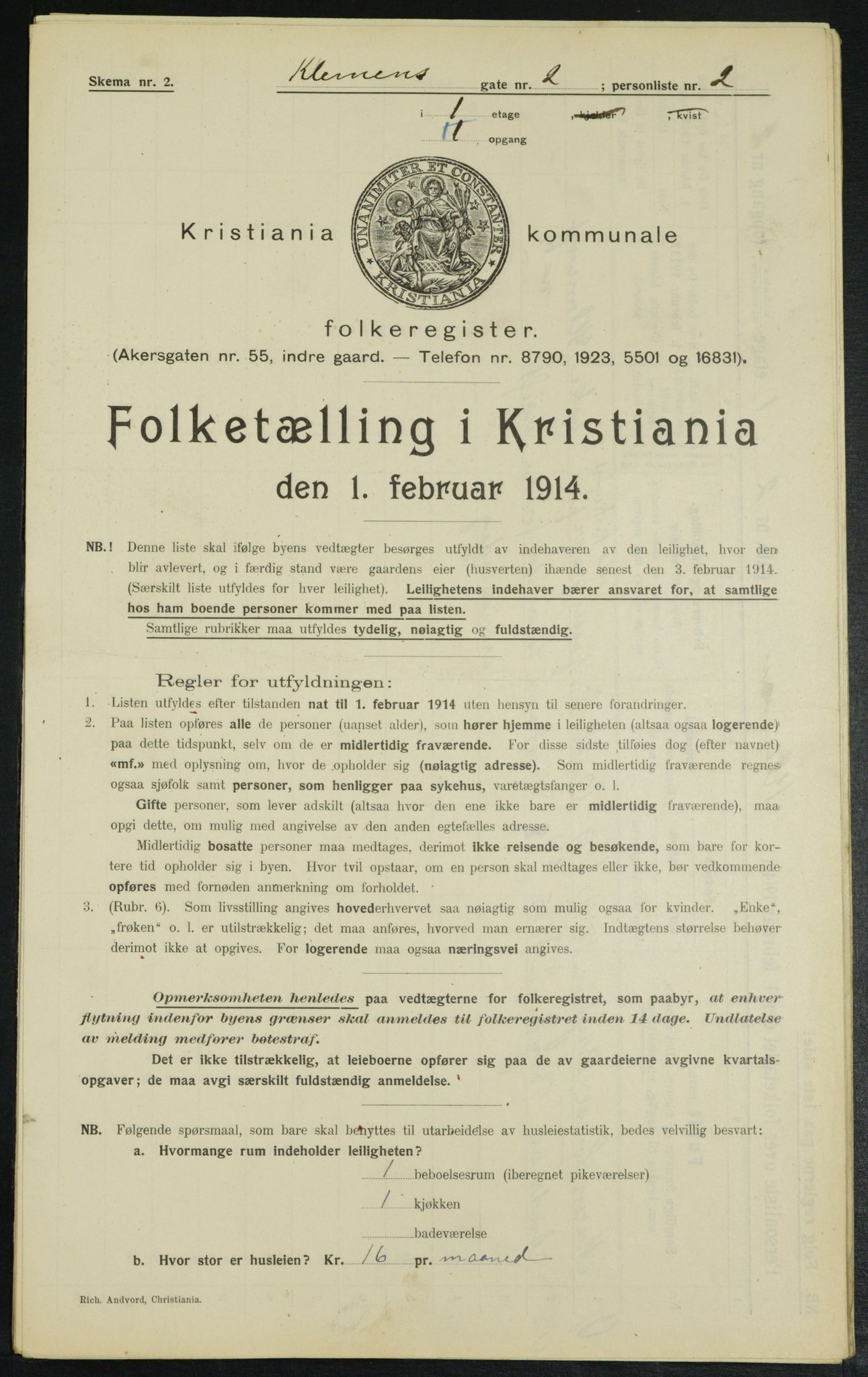 OBA, Kommunal folketelling 1.2.1914 for Kristiania, 1914, s. 12946