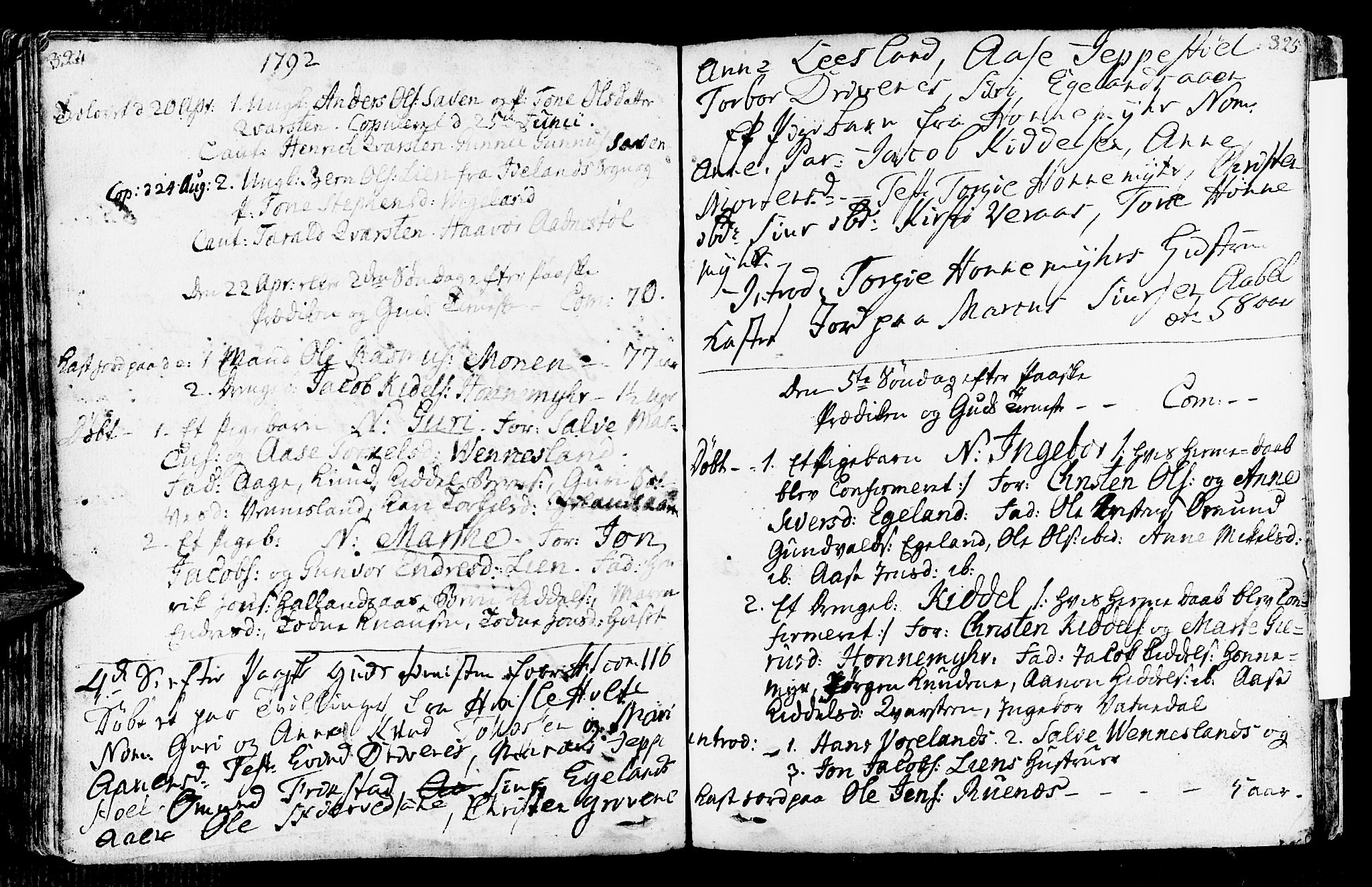 Vennesla sokneprestkontor, AV/SAK-1111-0045/Fa/Fab/L0001: Ministerialbok nr. A 1, 1741-1794, s. 324-325