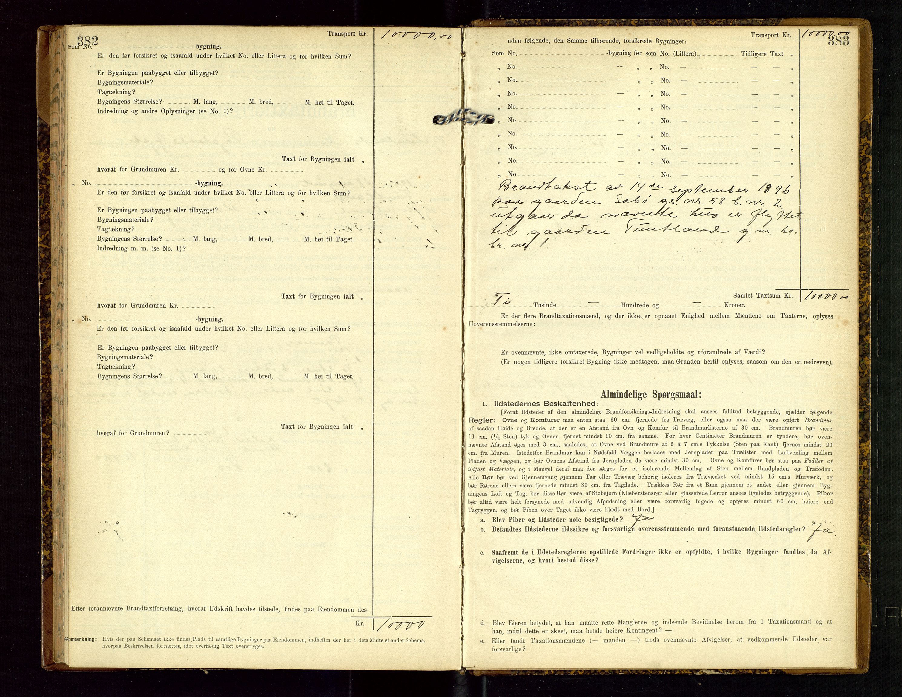 Hjelmeland lensmannskontor, SAST/A-100439/Gob/L0002: "Brandtaxationsprotokol", 1904-1920, s. 382-383