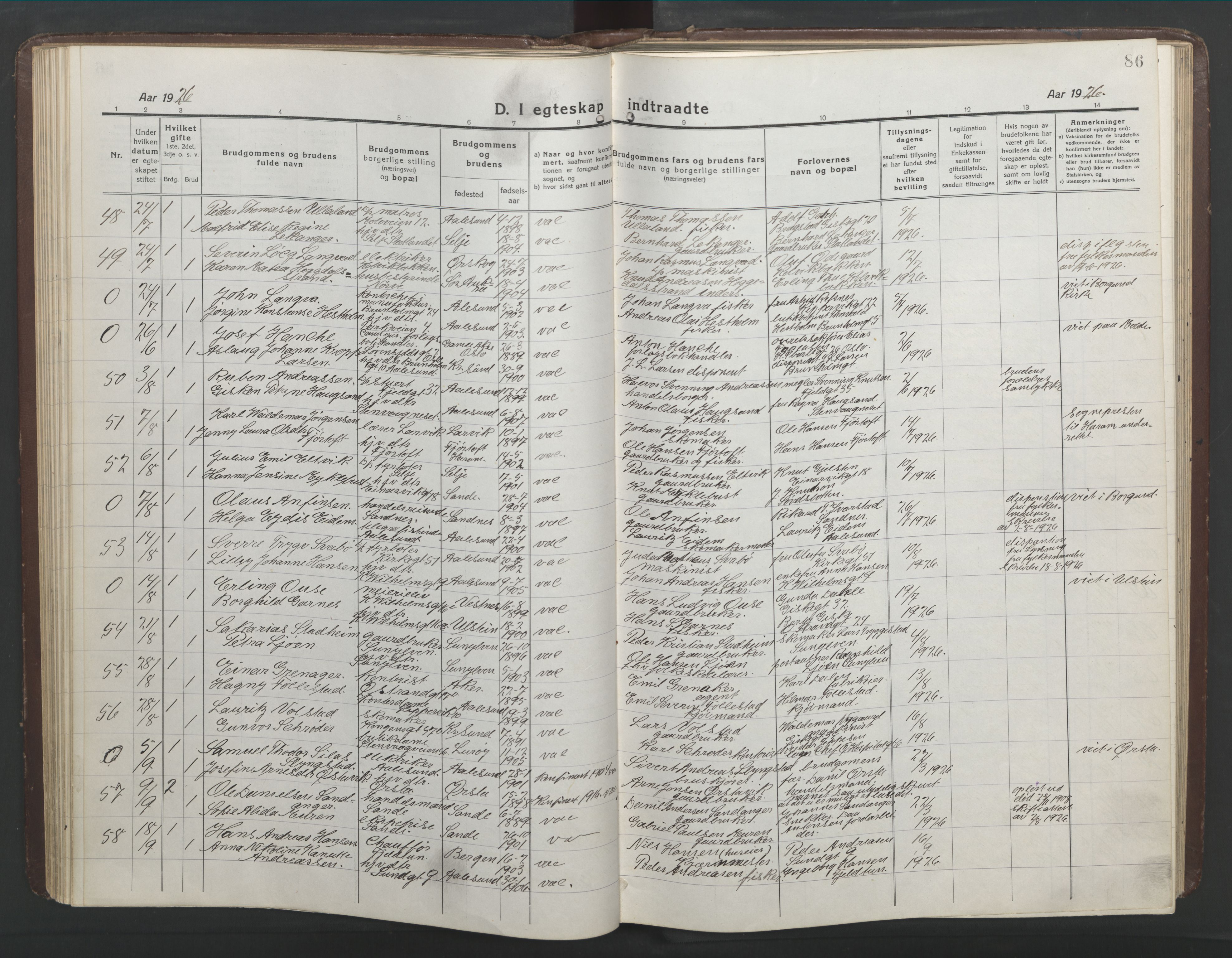 Ministerialprotokoller, klokkerbøker og fødselsregistre - Møre og Romsdal, AV/SAT-A-1454/529/L0473: Klokkerbok nr. 529C10, 1918-1941, s. 86