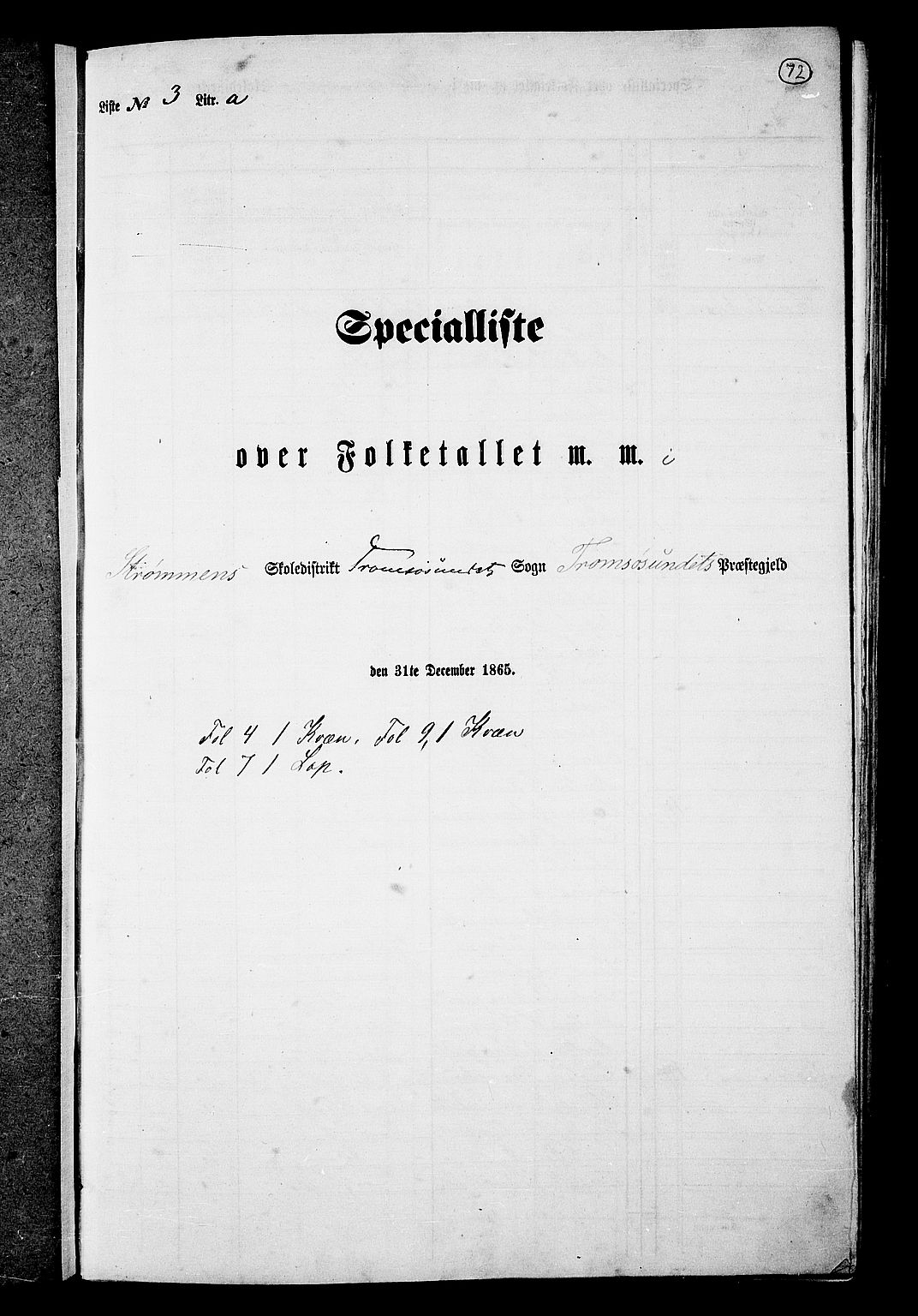 RA, Folketelling 1865 for 1934P Tromsøysund prestegjeld, 1865, s. 61