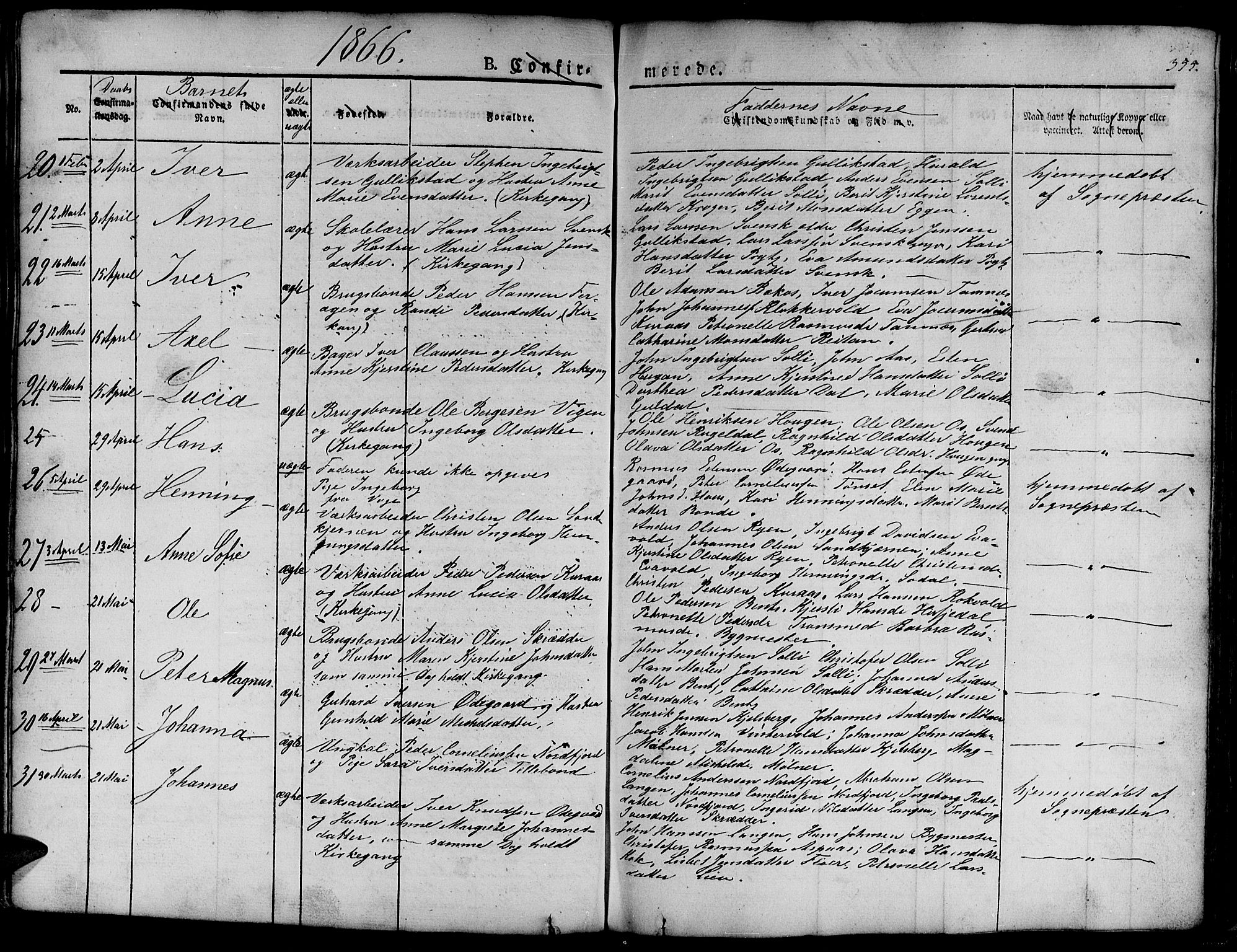 Ministerialprotokoller, klokkerbøker og fødselsregistre - Sør-Trøndelag, SAT/A-1456/681/L0938: Klokkerbok nr. 681C02, 1829-1879, s. 355