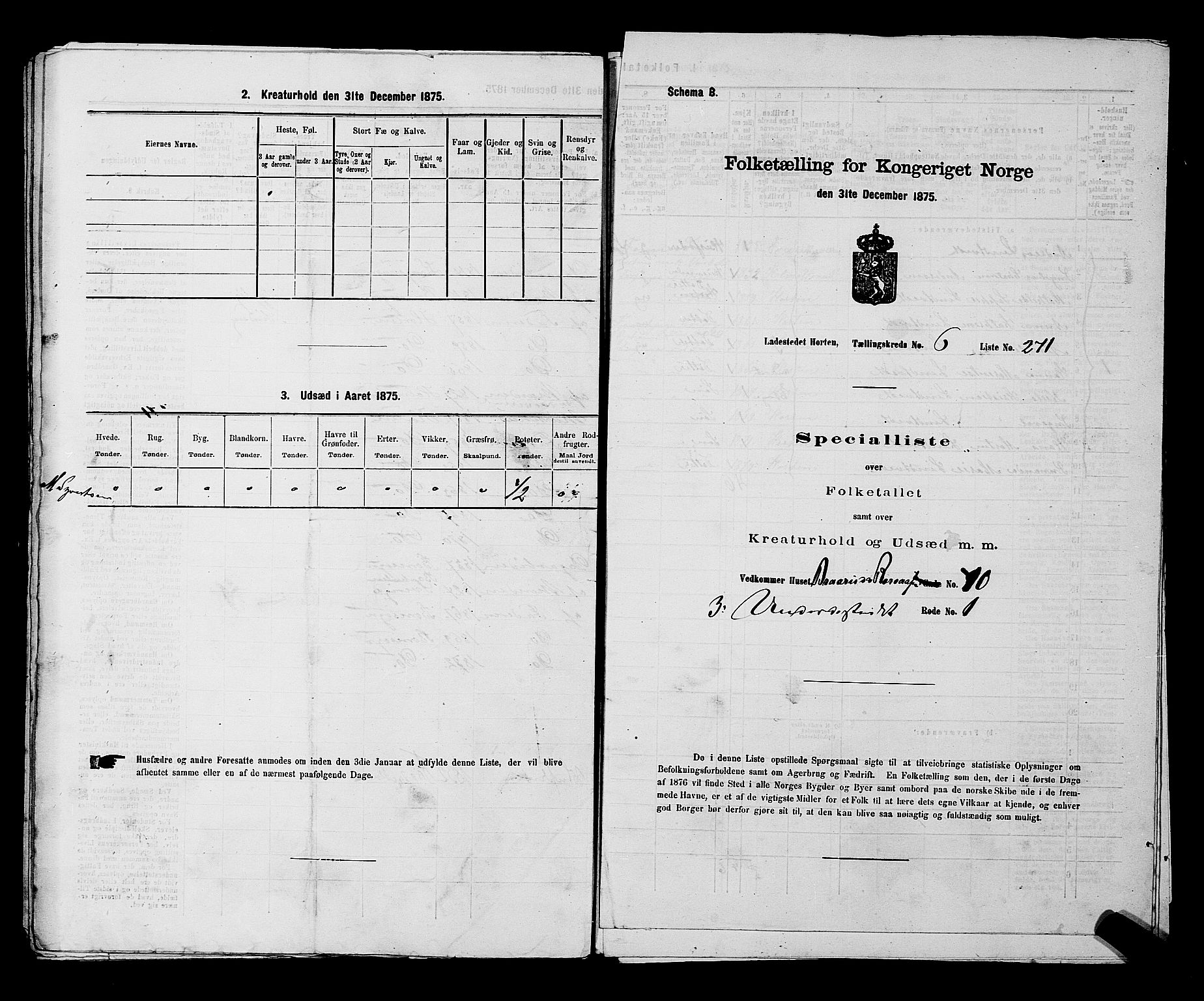 SAKO, Folketelling 1875 for 0703P Horten prestegjeld, 1875, s. 612