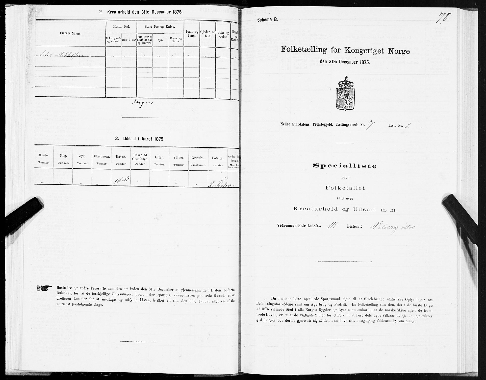 SAT, Folketelling 1875 for 1714P Nedre Stjørdal prestegjeld, 1875, s. 3078