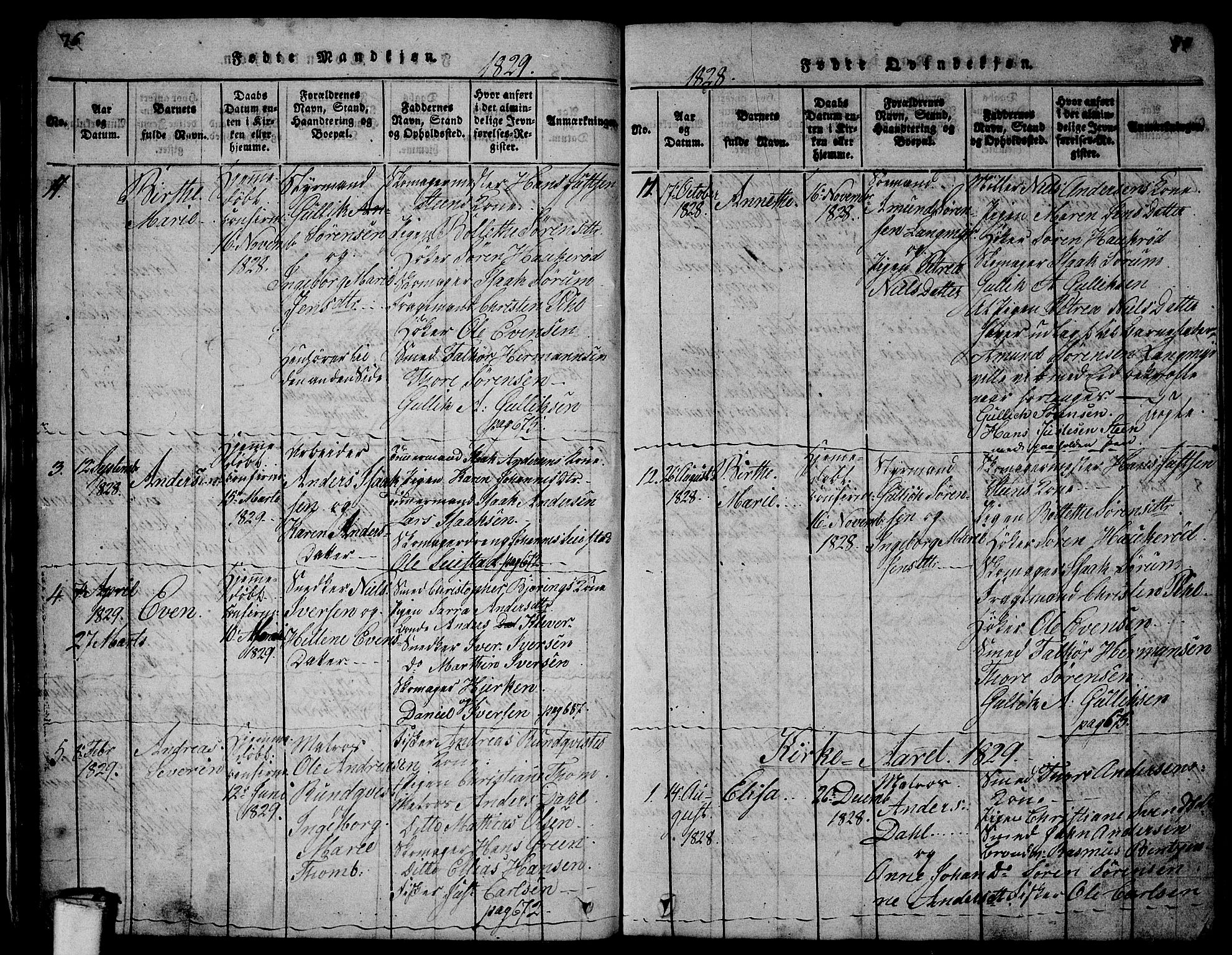 Larvik kirkebøker, SAKO/A-352/G/Gb/L0001: Klokkerbok nr. II 1, 1818-1843, s. 76-77