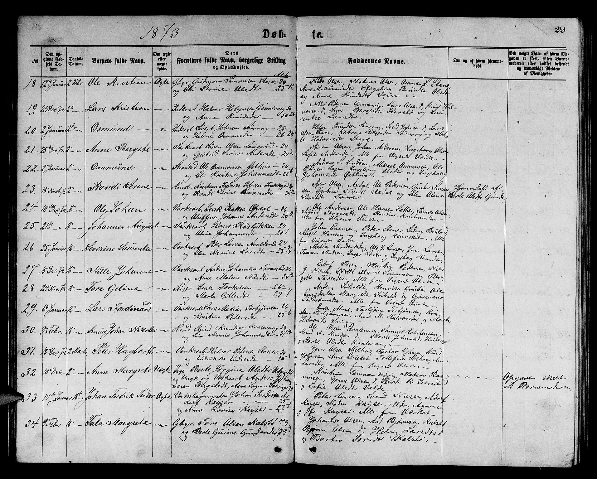 Avaldsnes sokneprestkontor, AV/SAST-A -101851/H/Ha/Hab/L0005: Klokkerbok nr. B 5, 1871-1885, s. 29