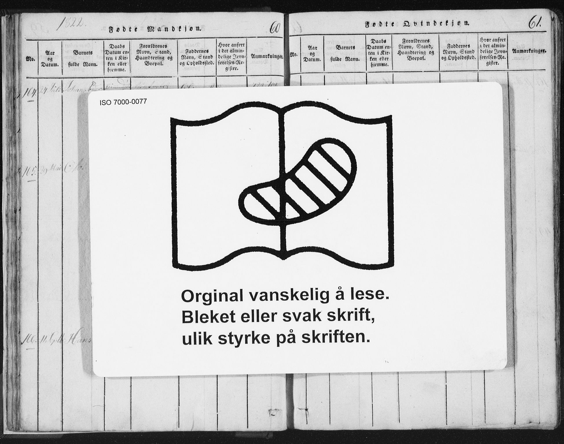 Strømsø kirkebøker, AV/SAKO-A-246/F/Fb/L0004: Ministerialbok nr. II 4, 1814-1843, s. 60-61