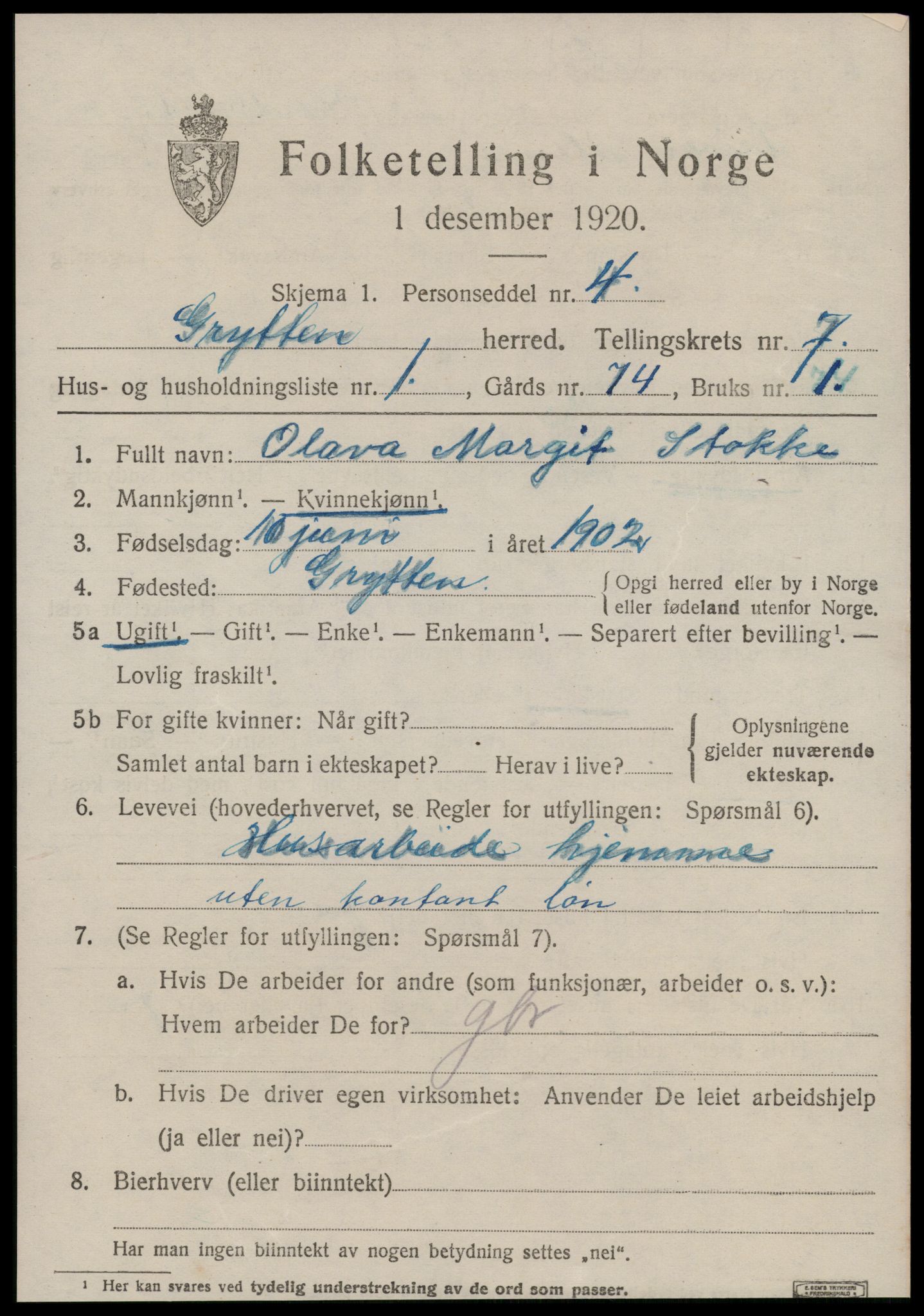 SAT, Folketelling 1920 for 1539 Grytten herred, 1920, s. 4830