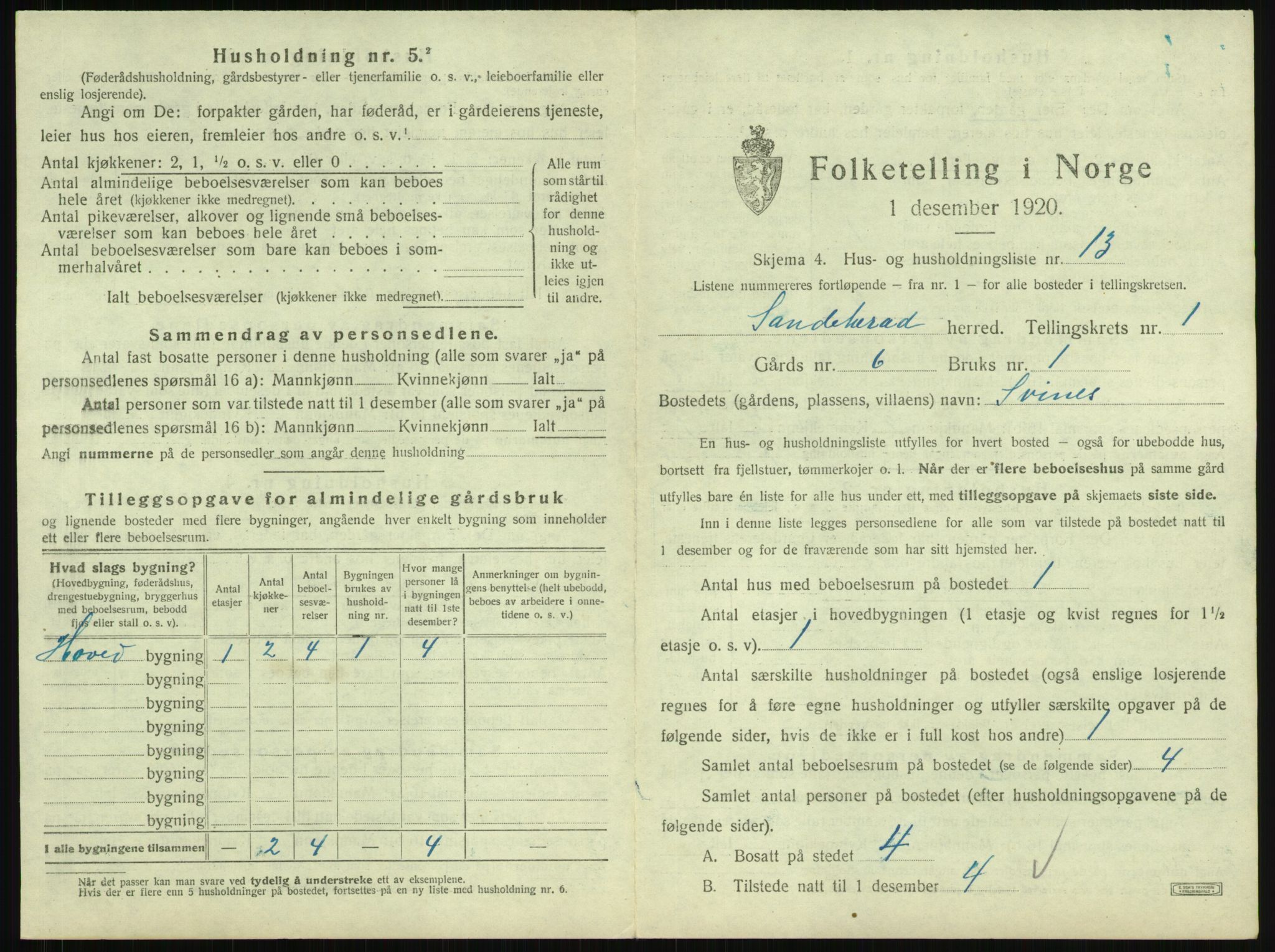 SAKO, Folketelling 1920 for 0724 Sandeherred herred, 1920, s. 103