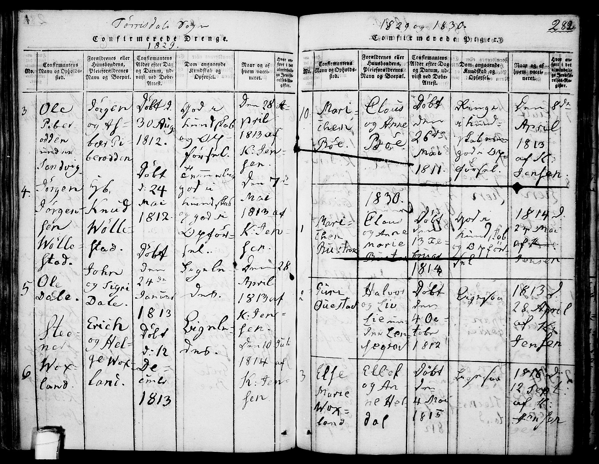 Drangedal kirkebøker, SAKO/A-258/F/Fa/L0005: Ministerialbok nr. 5 /2, 1814-1831, s. 282